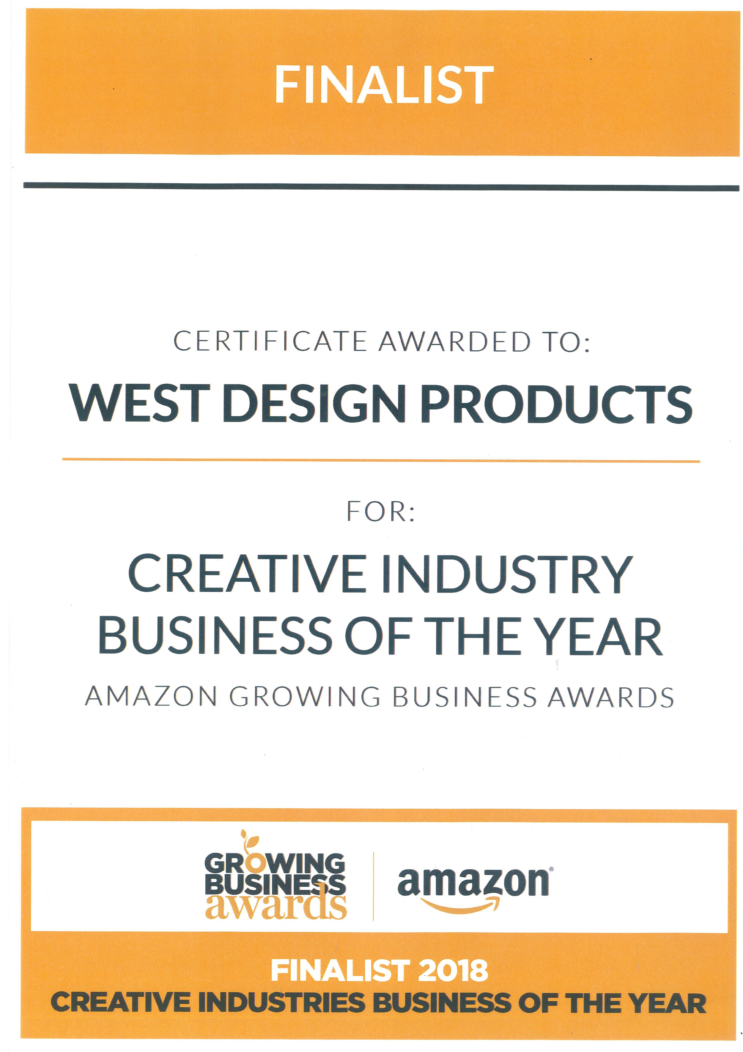 Finalist - Amazon Growing Business Awards, 2018