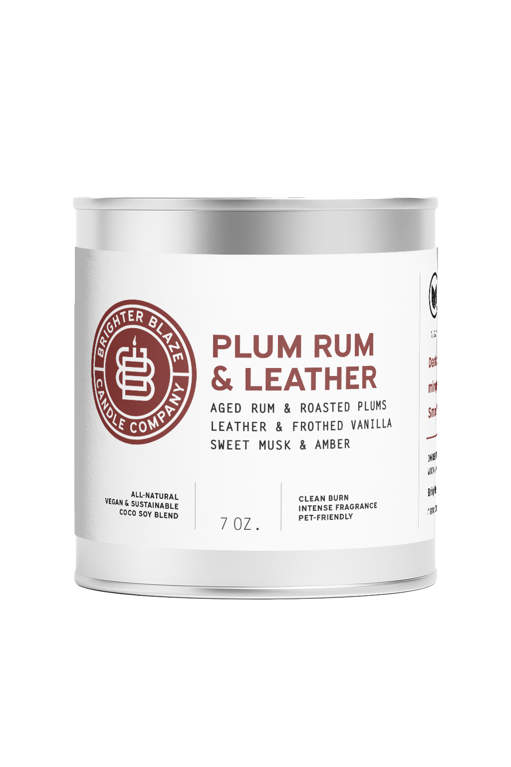 Plum Rum & Leather 7oz. Tin Candle