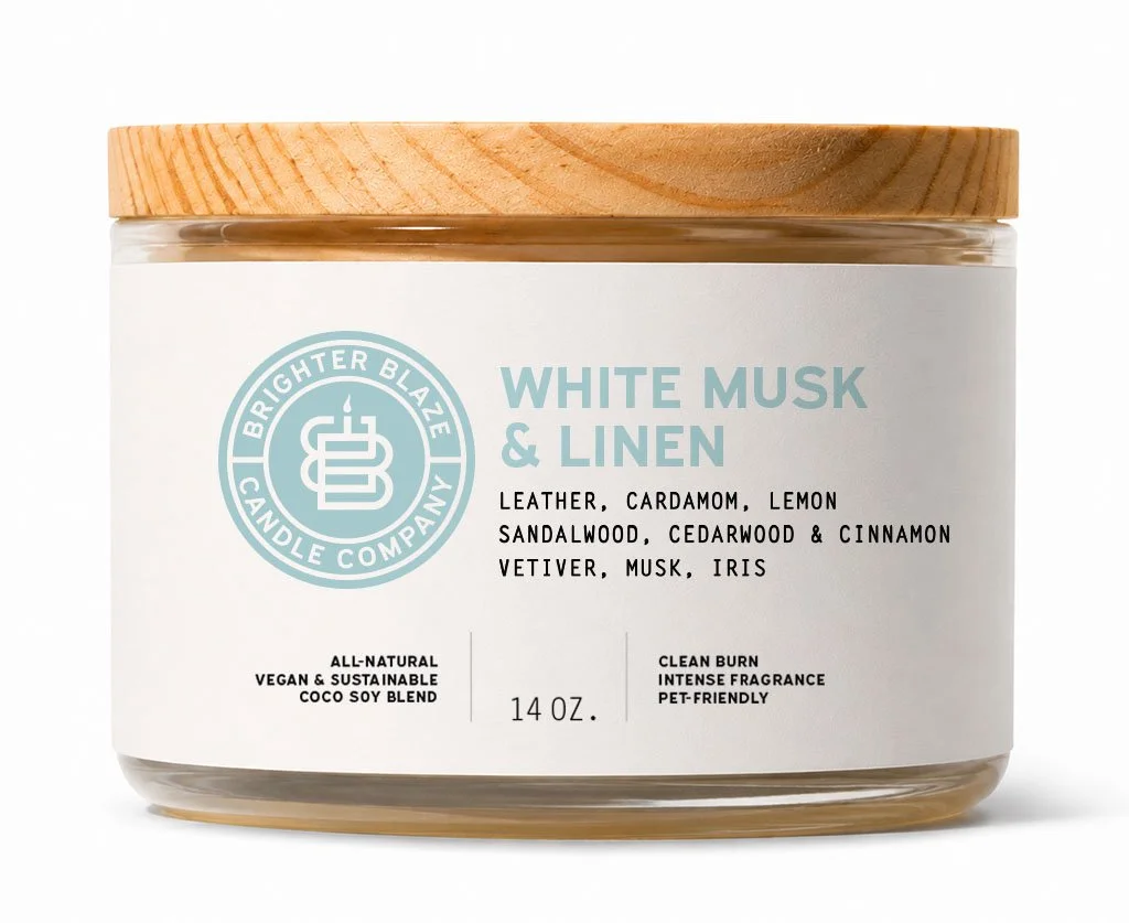 White Linen & Musk 14 oz. Glass Jar Candle