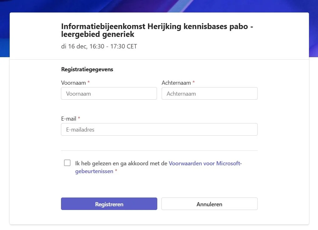 Online informatiebijeenkomst herijking kennisbasis generiek pabo op 16 december 2025