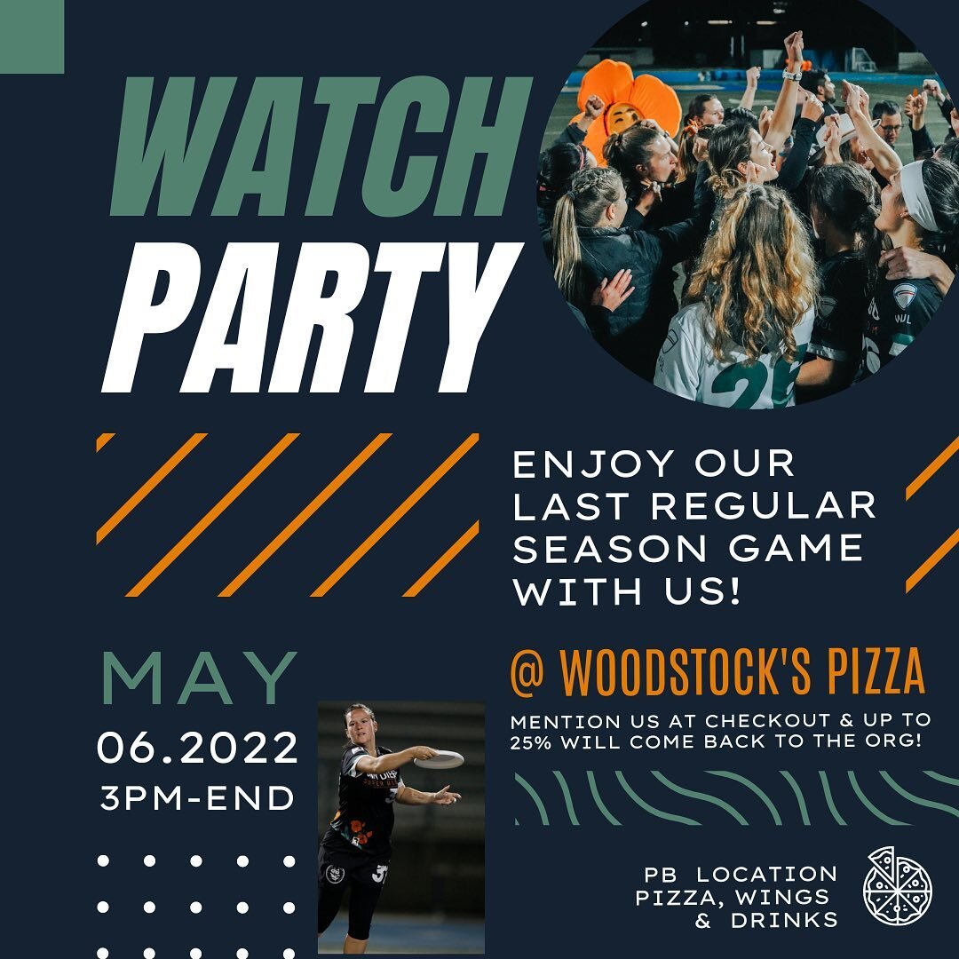 🍕 Join us to watch the final Super Bloom game of the 2023 regular season! 
We&rsquo;ll be at Woodstocks in Pacific Beach for the 3PM pull as Super Bloom takes on @losangelesastra ⭐️
Be sure to mention us at checkout ~ we can earn up to 25% back on t