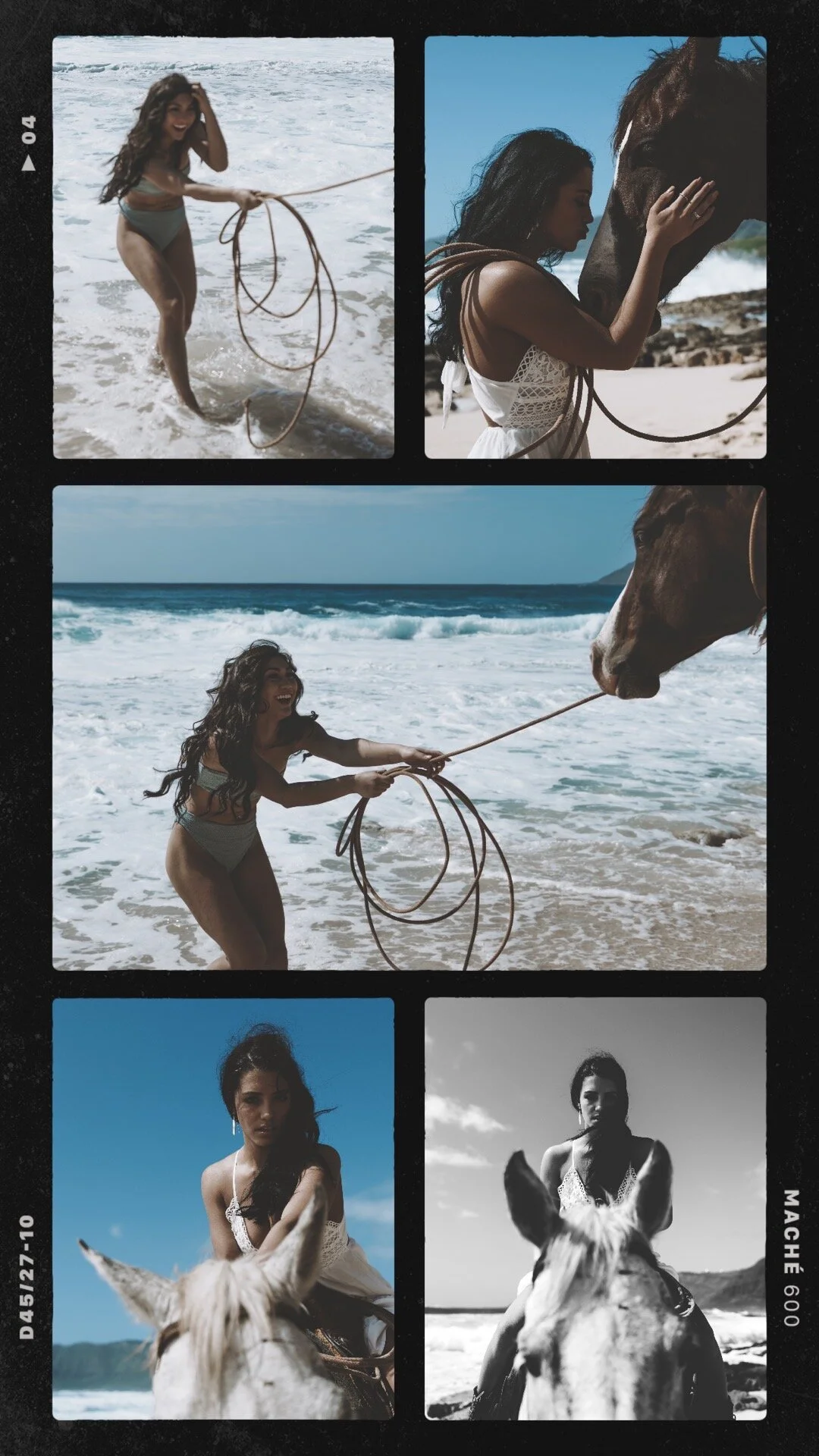 Women horse beach