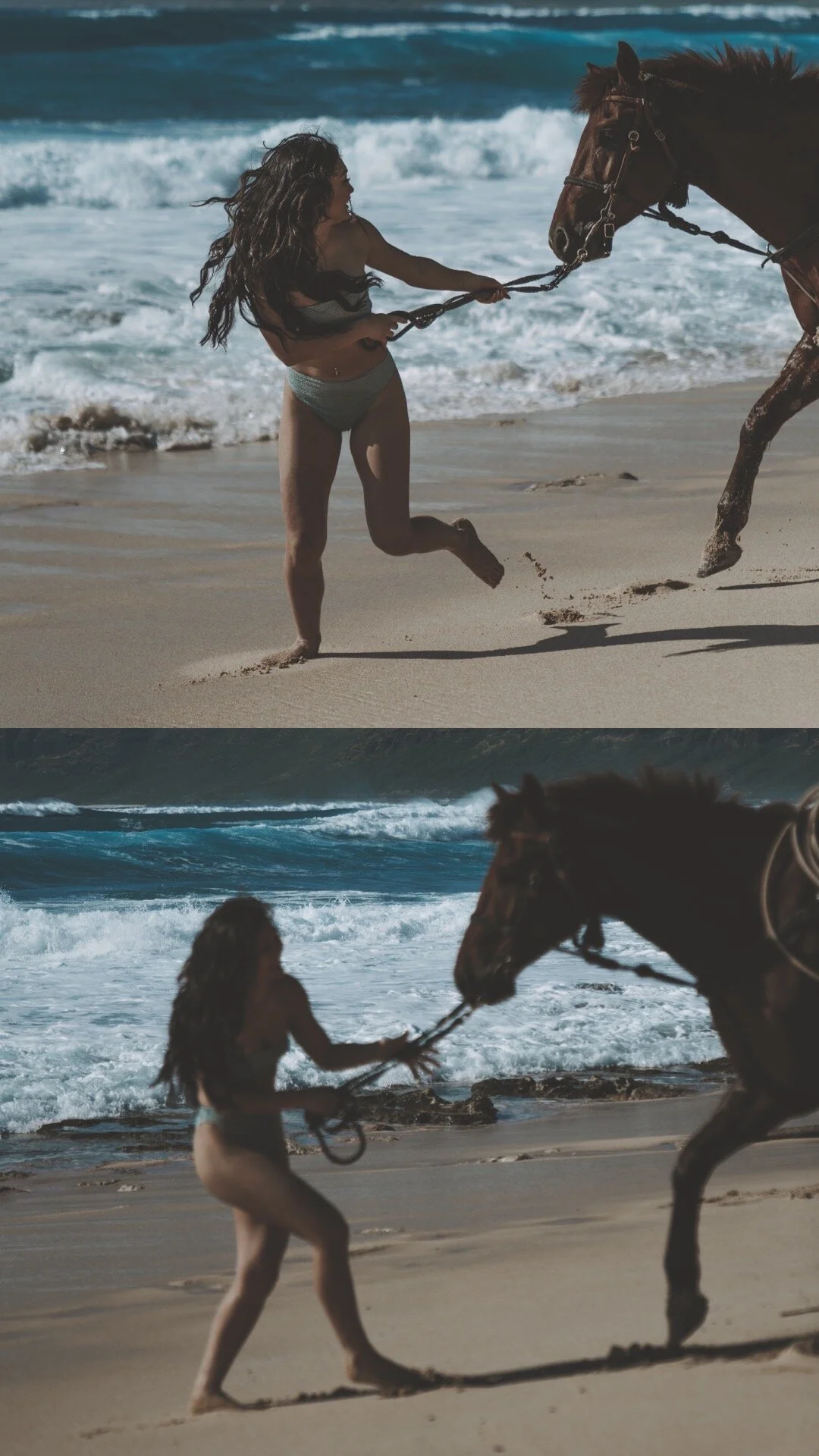 Woman Horse Beach Hawaii 