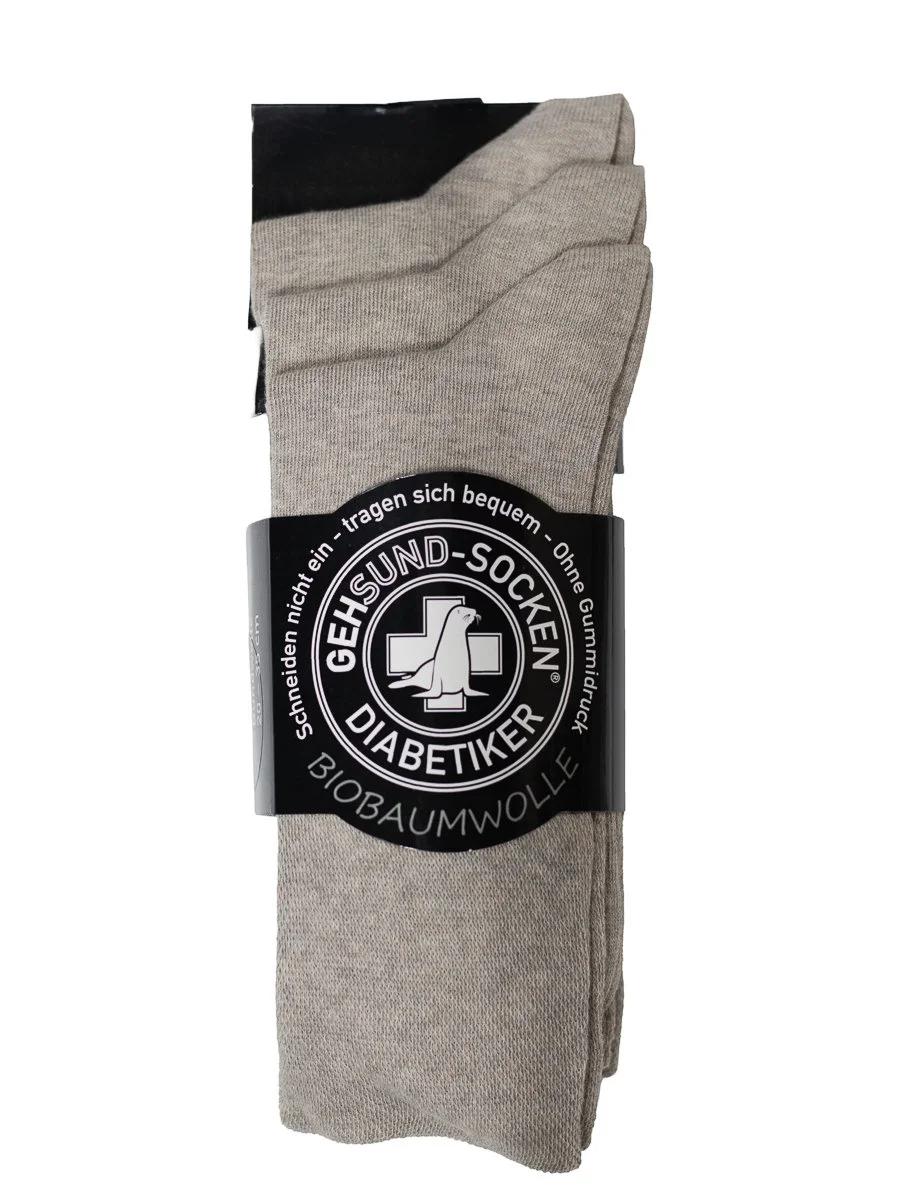 BIO-BAUMWOLLSOCKEN BEIGE 3 PAAR für Diabetiker