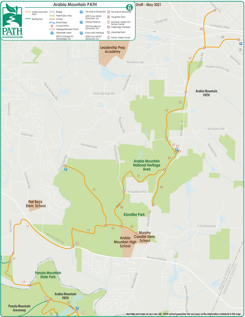 Arabia Mountain Trail Map Arabia Mountain Path Path Foundation