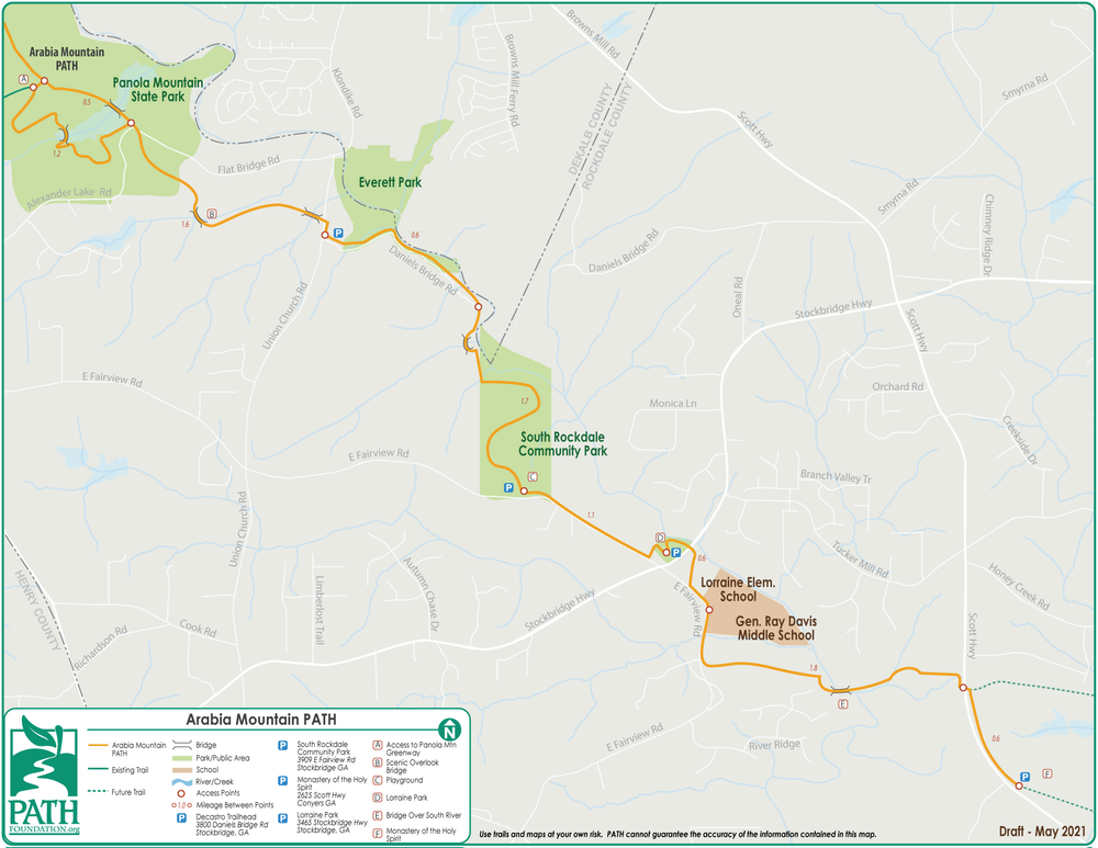 Arabia Mountain Trail Map Arabia Mountain Path Path Foundation