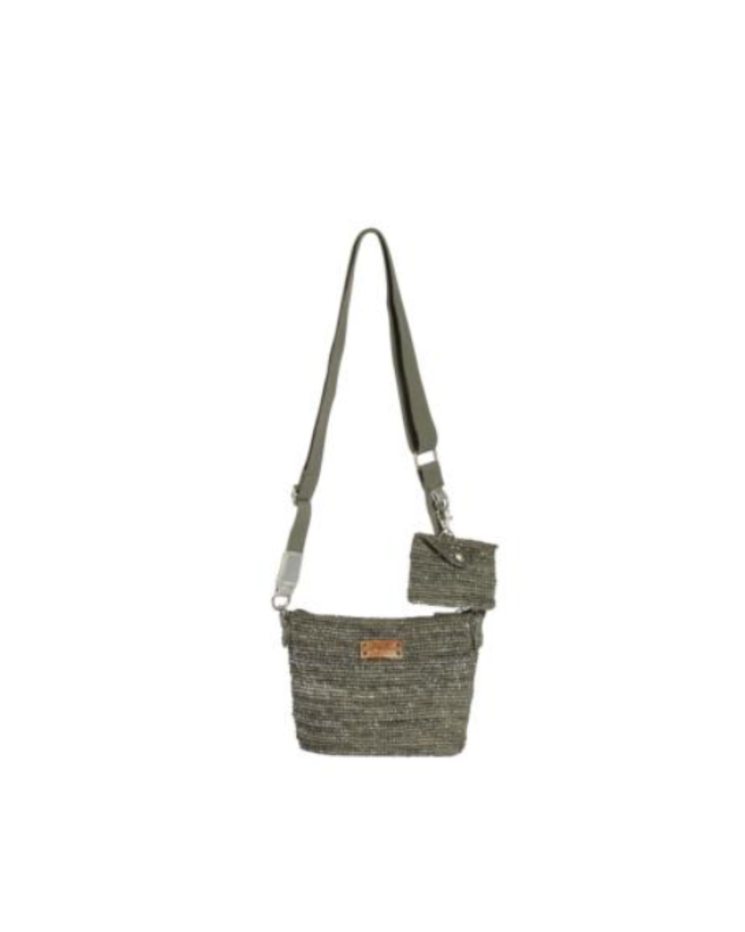 Le Voyage en Panier - Sac porté travers avec porte-cartes amovible crochet en raphia et lurex