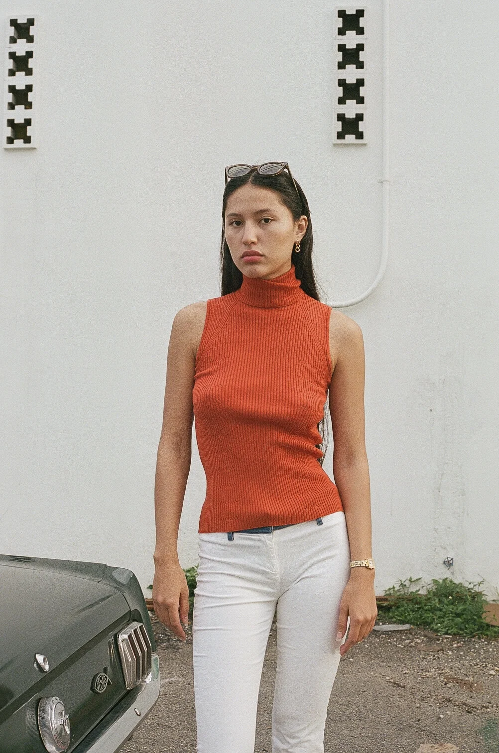 Gucci Fleece Wool Orange Sleeveless 