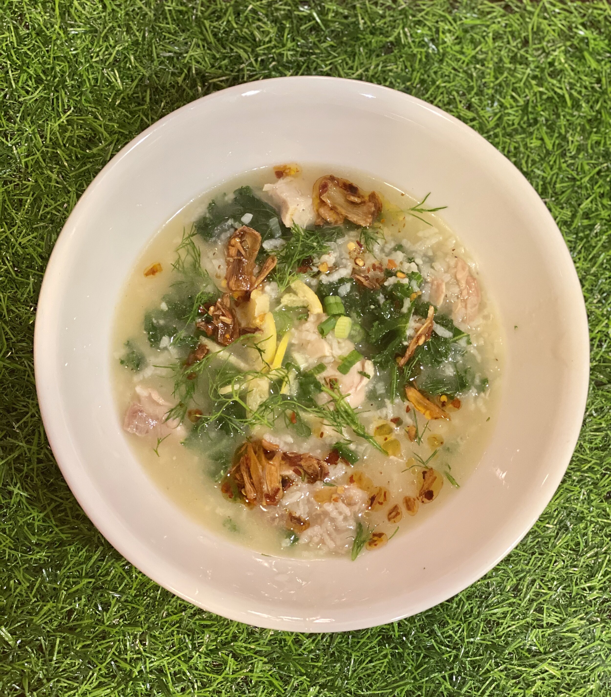 Garlicky Chicken &amp; Rice Porridge