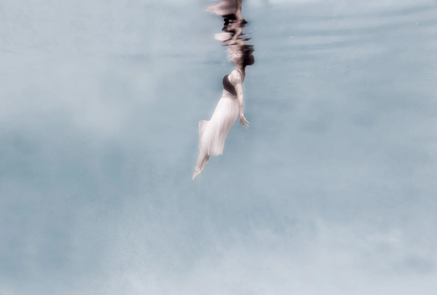 When She Let Go, She Rose | Soft Illumination – Fine Art Underwater Photograph