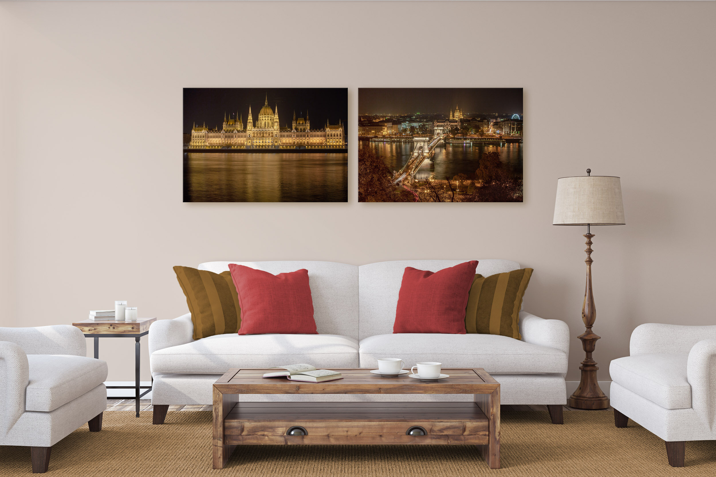 Living room with photo display