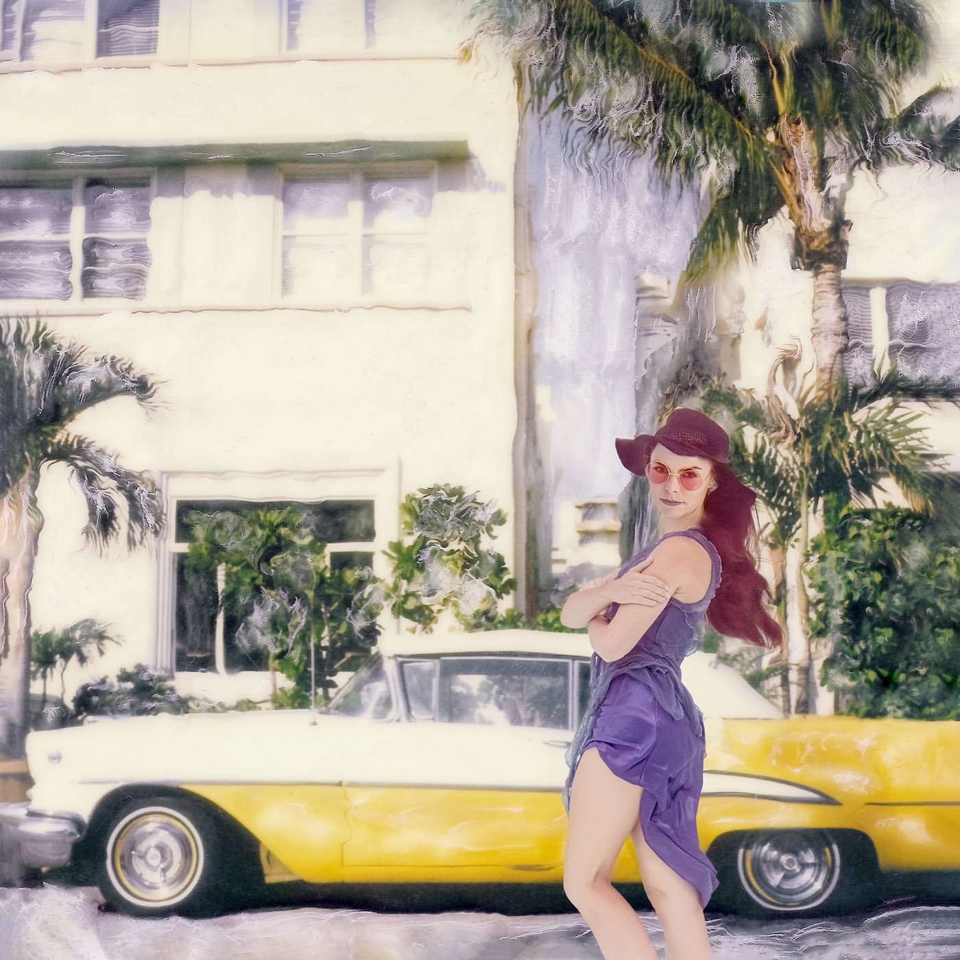 Miami Yellow Cadillac — Polaroid Emulsion and Underwater Composite