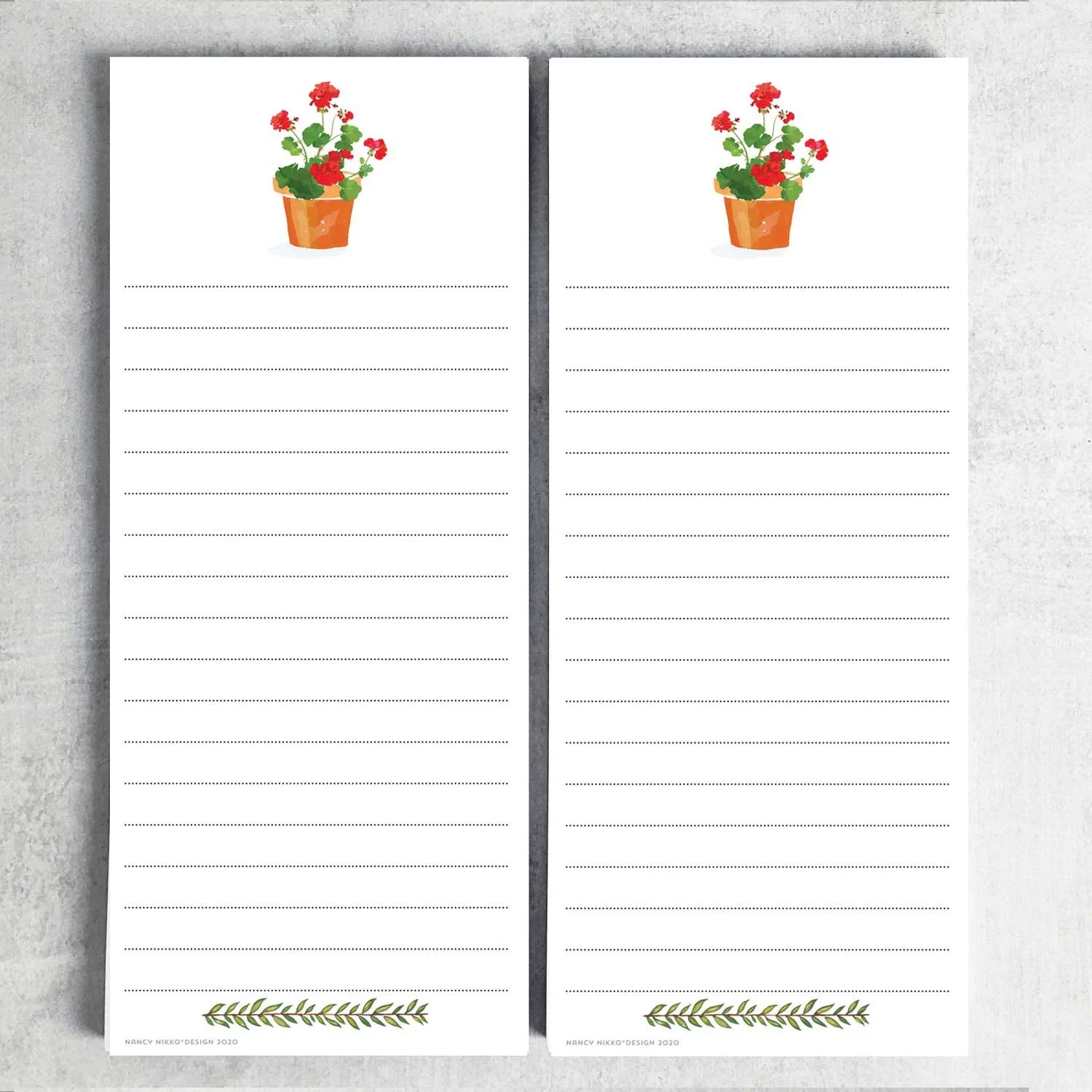 Red Geraniums Magnetic Refrigerator Notepad