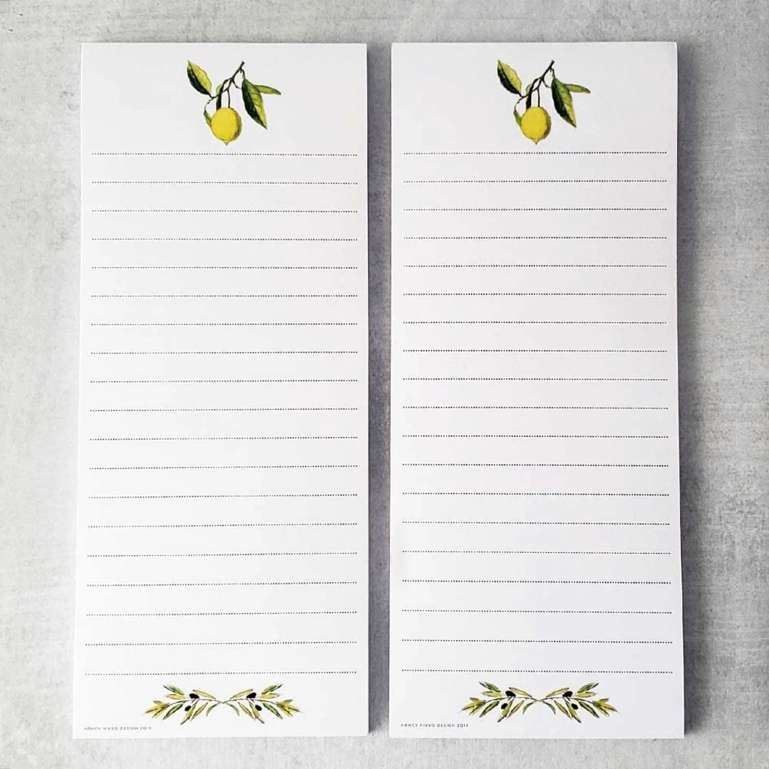 Lemon and Olive Magnetic Refrigerator Notepad
