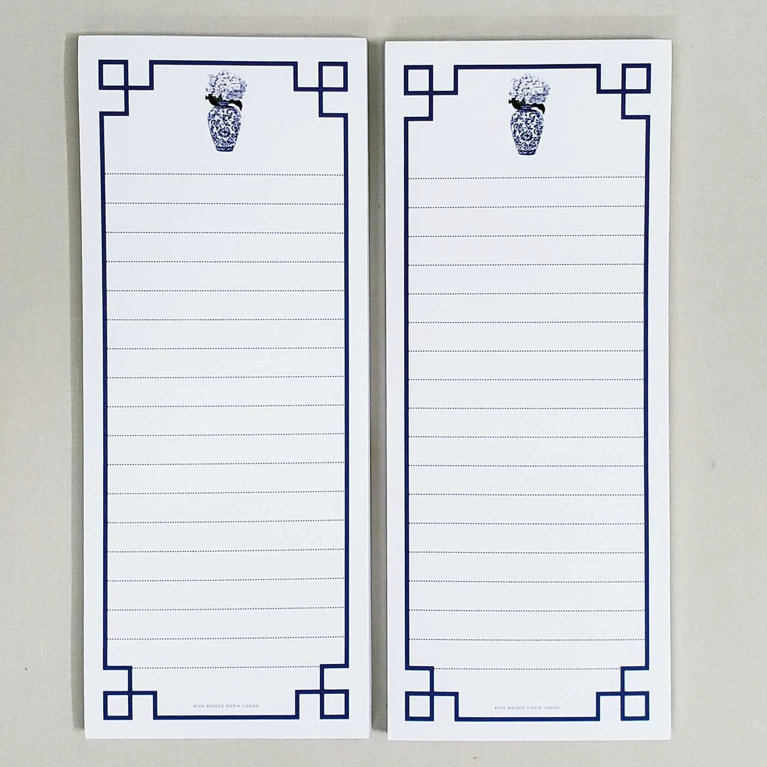 Blue and White Ginger Jar and Floral Magnetic Refrigerator Notepad