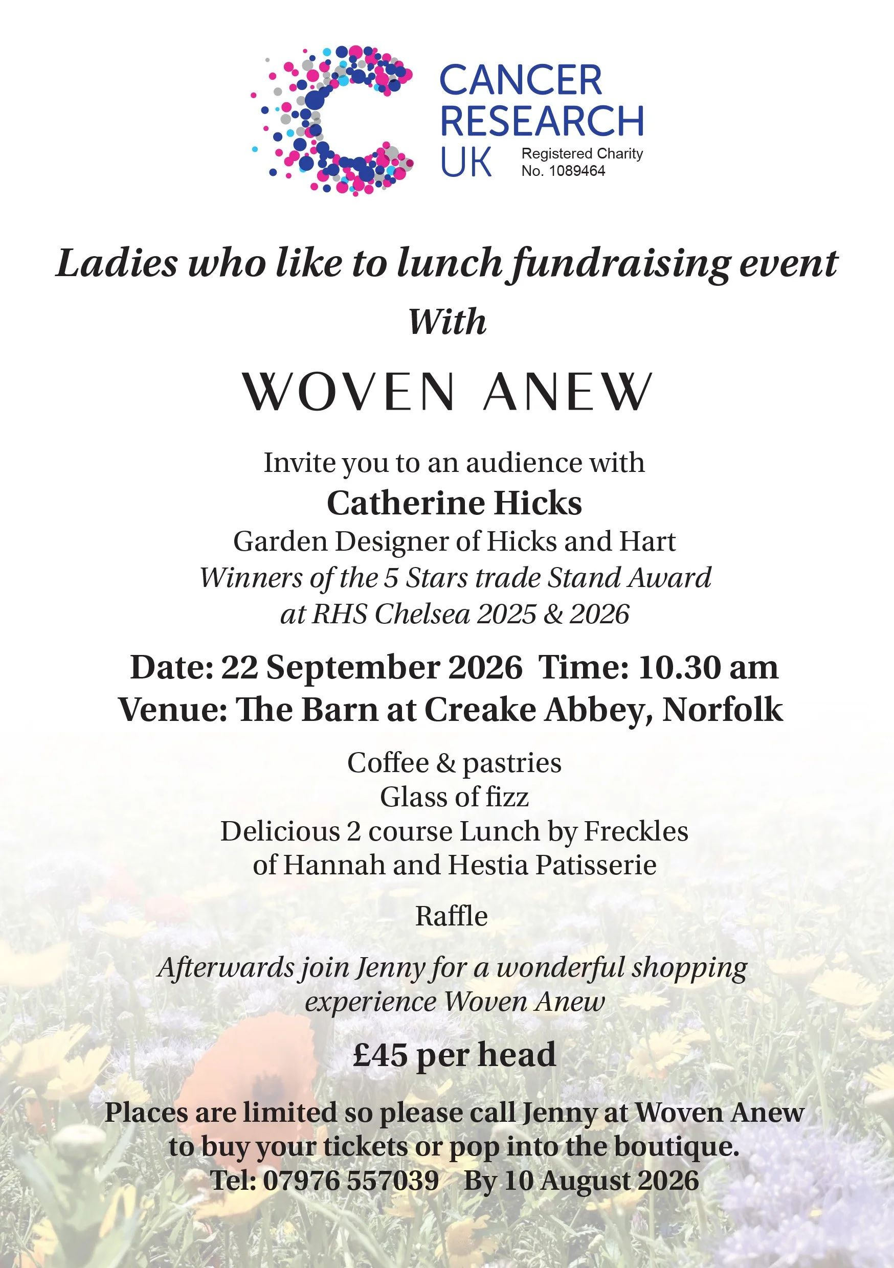 Woven Anew fundraising lunch for Cancer Research UK