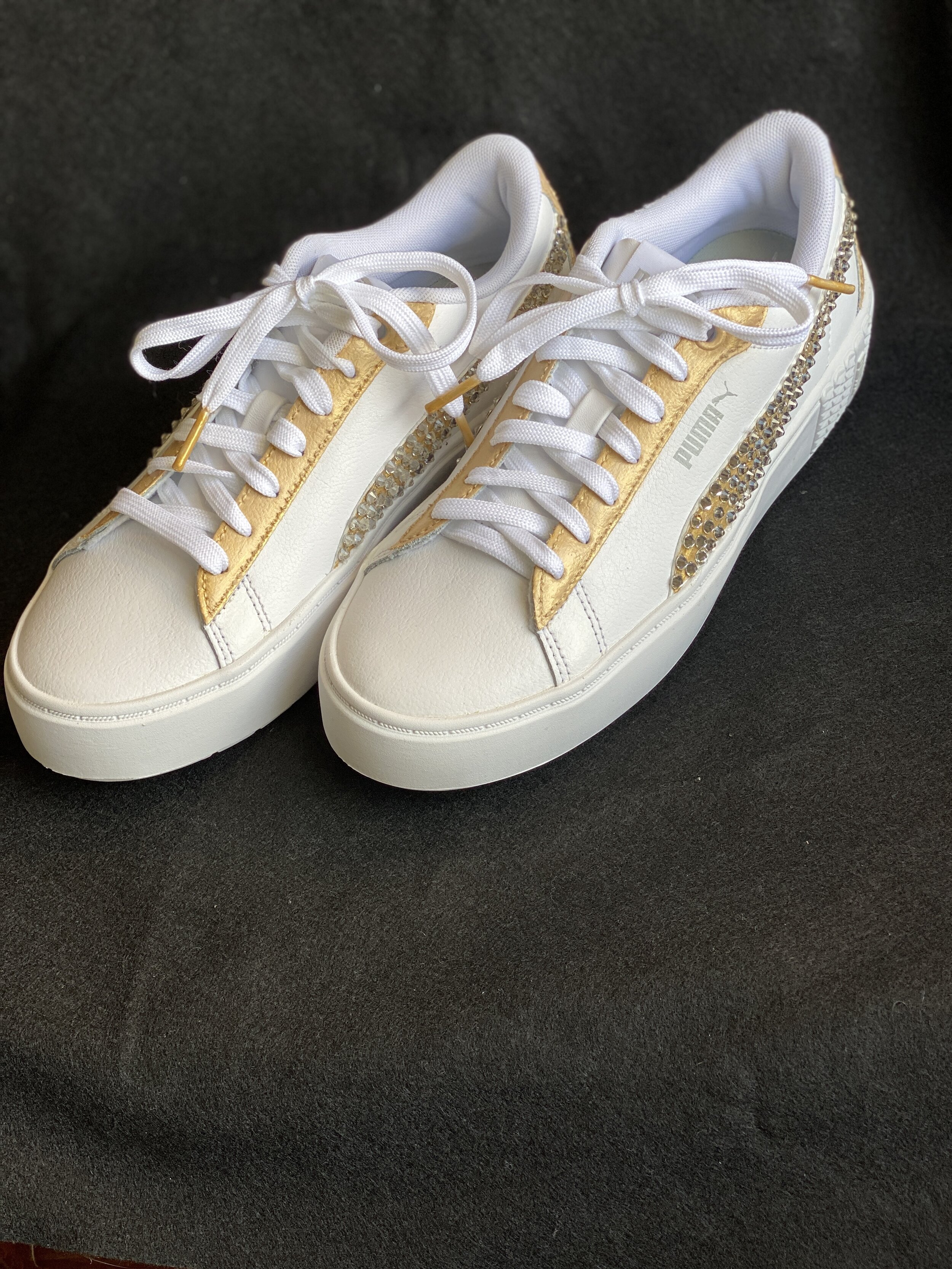 Gold &amp; Swarovski Adorned Sneakers