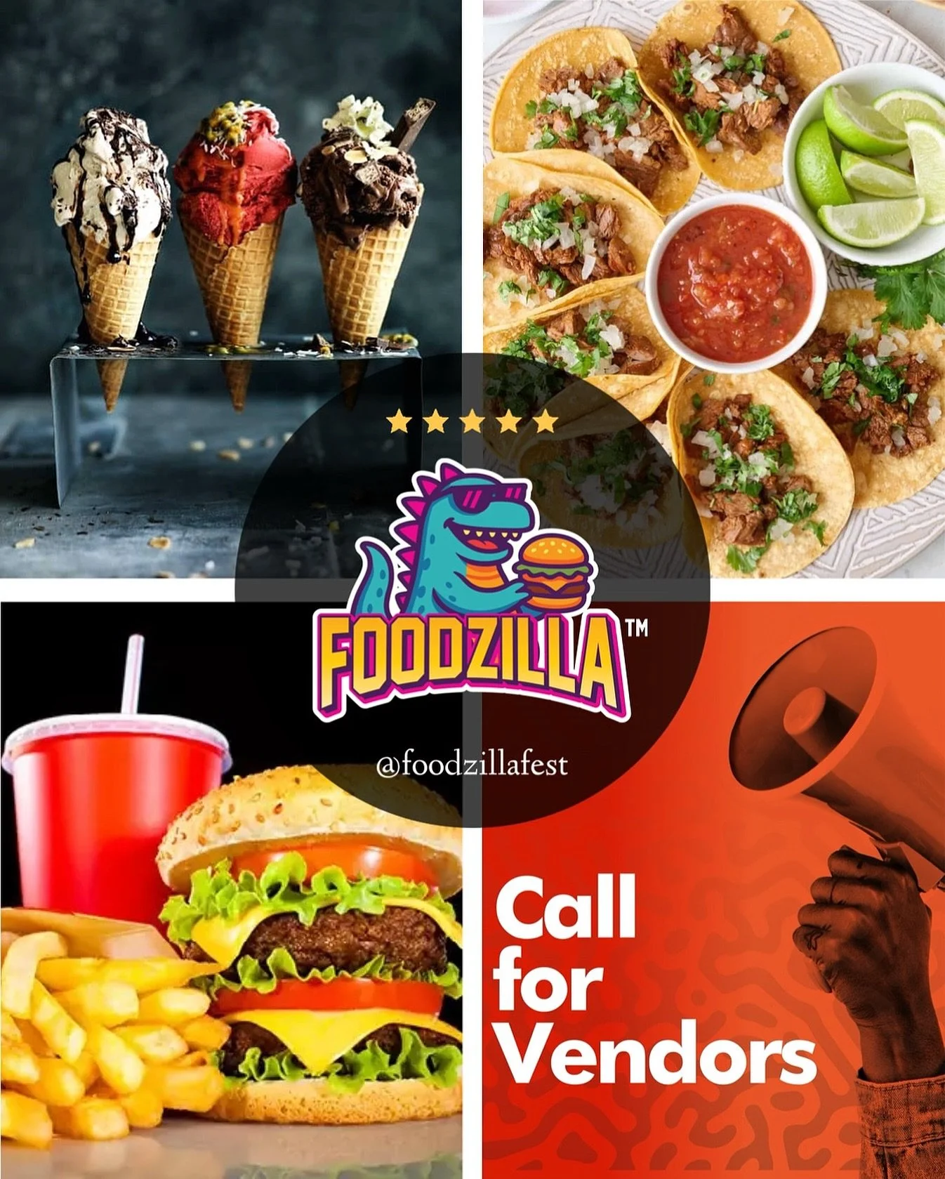 FOODZILLA 🦖- @gecevents and @myvalleypass are known for organizing the best events in the 818. Become a part of the largest monthly food festival in the San Fernando Valley. We are looking for a variety of food vendors. 😋 

For more information cli