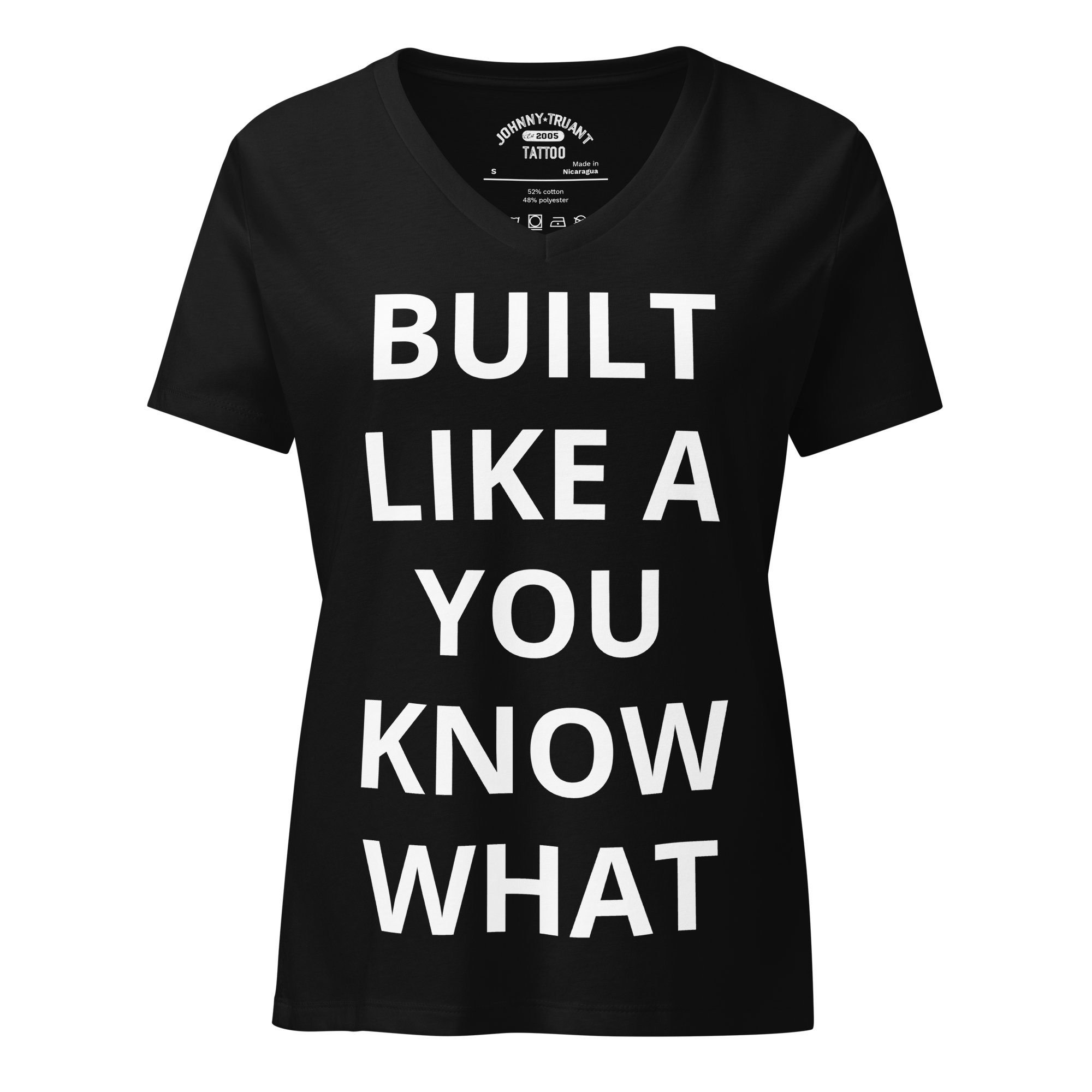 "Built" Women’s relaxed v-neck t-shirt