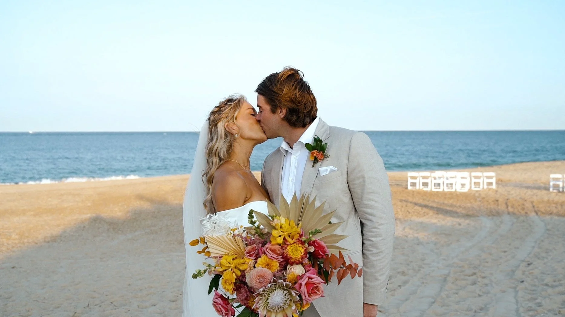 Couple during a wedding day captured in both photo and video during an Oahu wedding photography and videography session.