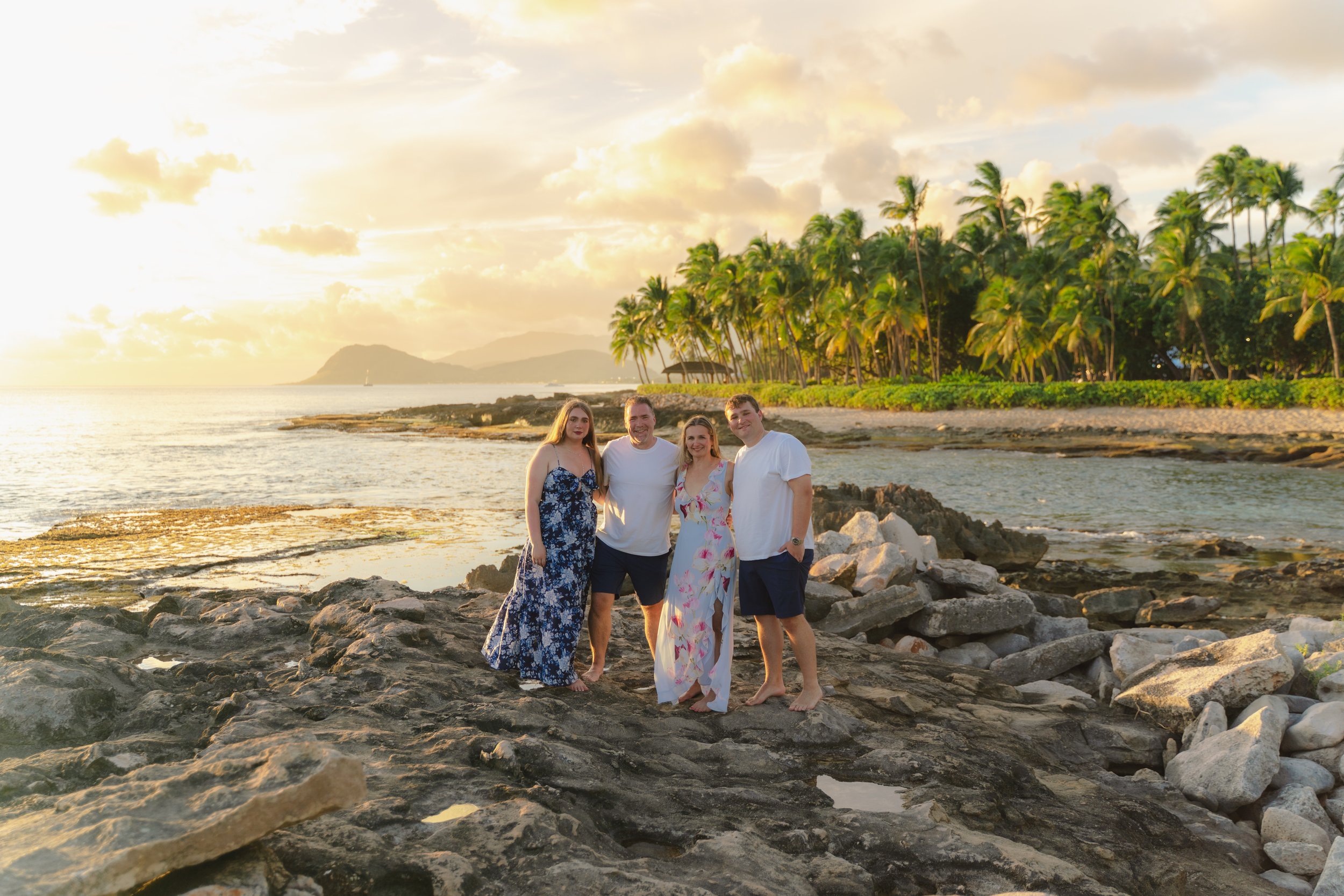 Family vacation photos captured at Secret Beach near the Ko Olina resorts on Oahu Hawaii