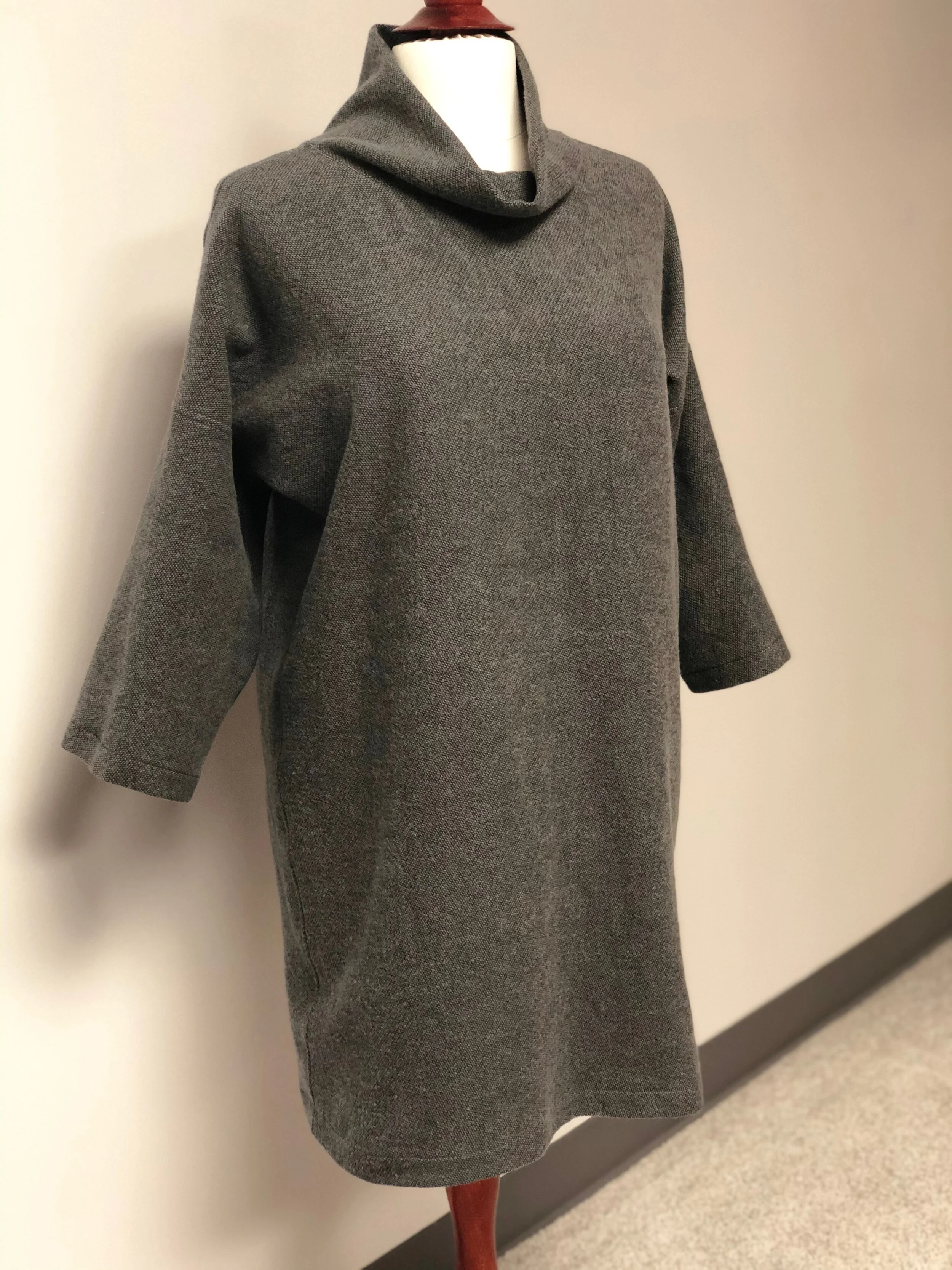 long-sleeve dress with funnel neck