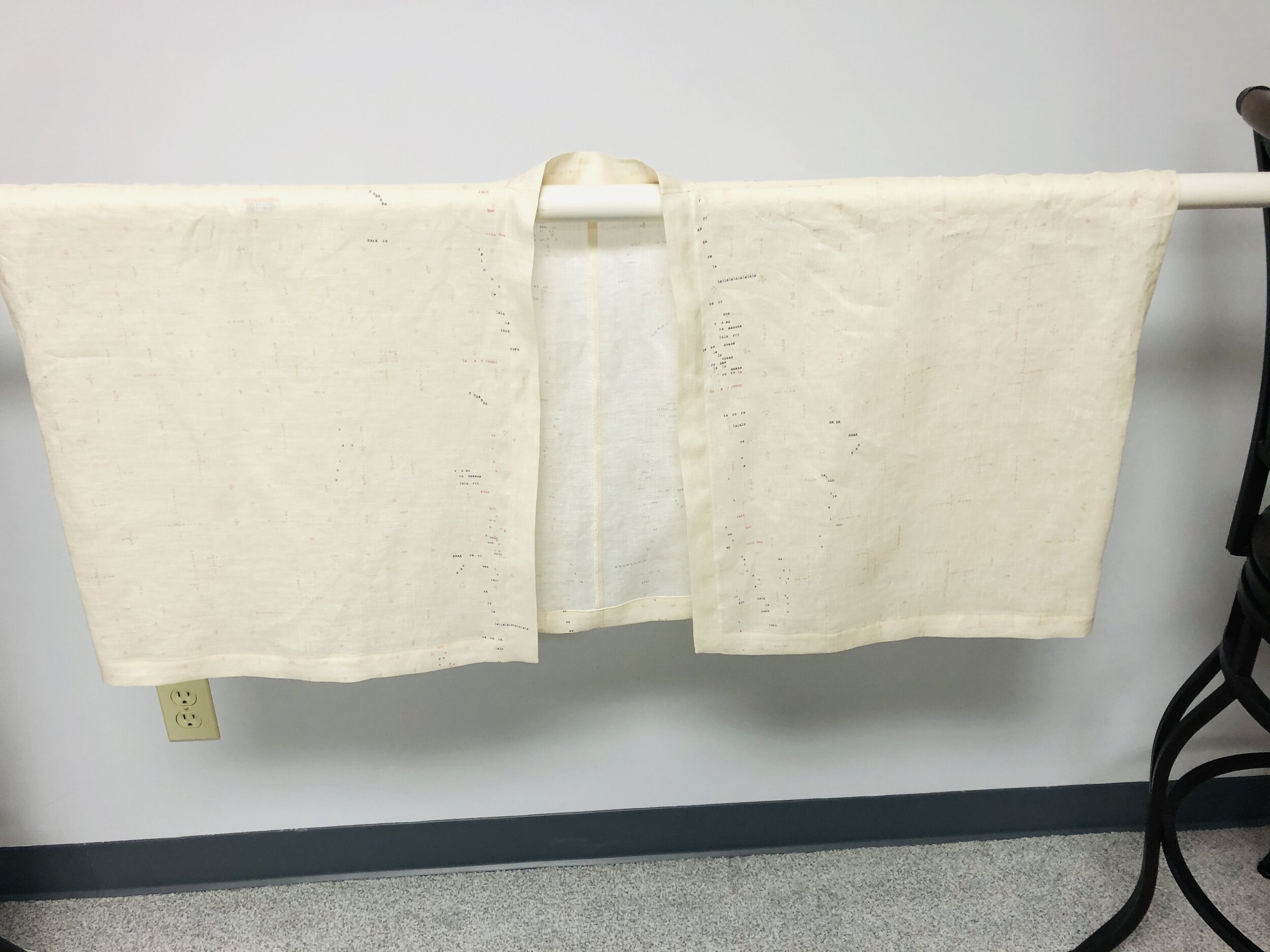 Nani IRO Japanese linen topper in cream, size OS, with cream metallic accents