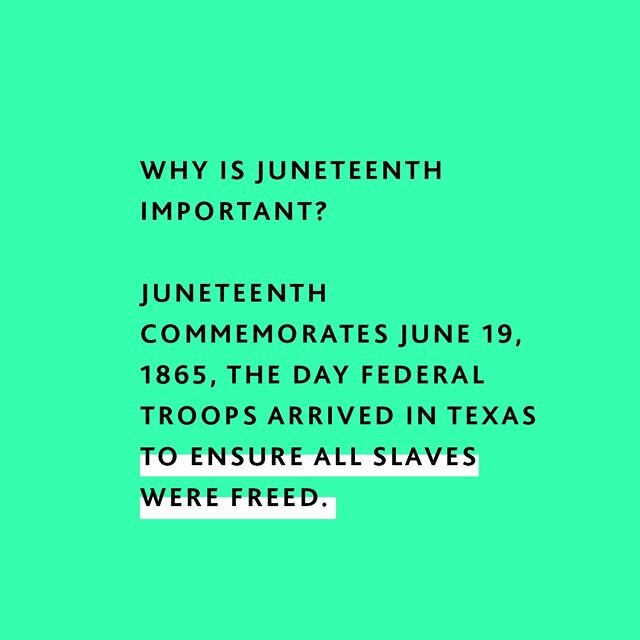 June 19th, 1865 - the end of slavery in America, and the beginning of #Juneteenth.✊🏿 It's the 155th anniversary of emancipation, but how far have we really come? Hit our link in bio to get involved in Juneteenth events near you, and tune in to clien