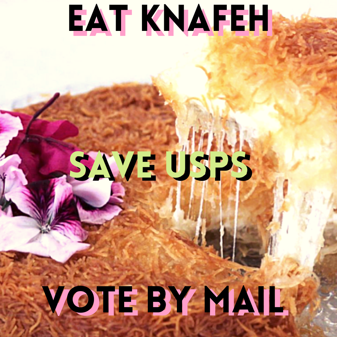 EAT KNAFEH. SAVE USPS. VOTE BY MAIL