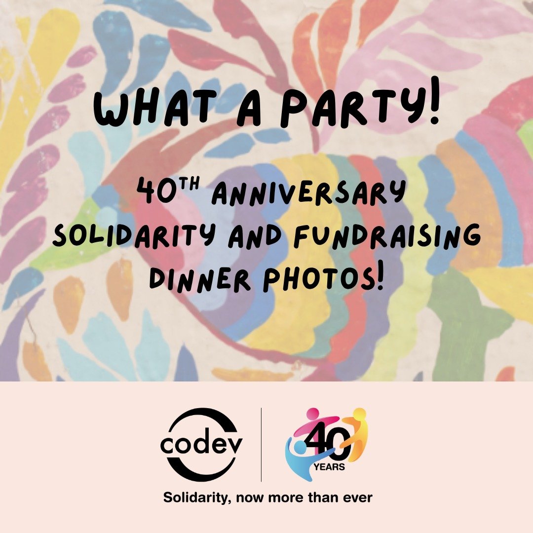 The party is over but the photos are here! Thanks to Zenna Wong we have over 250 photos from our wildly successful 40th Anniversary Solidarity and Fundraising Dinner!

More notes and photos at www.codev.org

#internationalsolidarity #socialjustice #u
