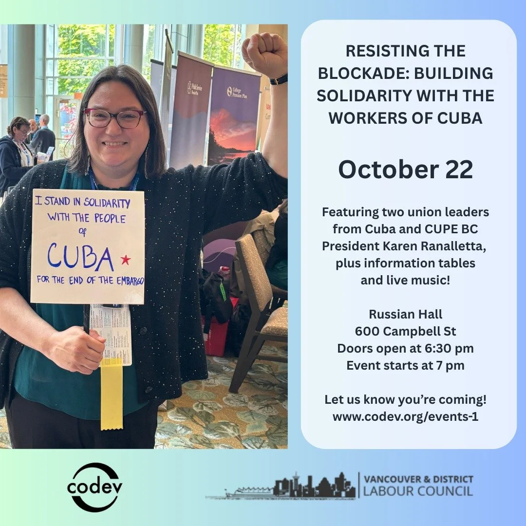 Come learn from two Cuban union leaders how Cuban workers resist the long-standing blockade and thrive in terms of education, women&rsquo;s and children&rsquo;s rights and health, despite the daily challenges that come as a result of the blockade. Th