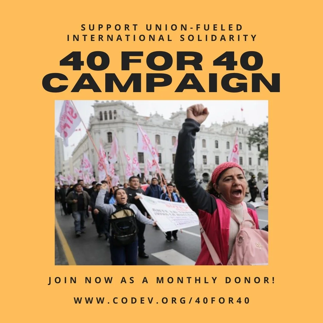 We've launched a modest fundraising campaign to gain 40 new monthly donors in support of 40 years of building partnerships for global justice. 

Your monthly contribution directly supports:
* Empowering women
* Protecting workers' rights
* Strengthen