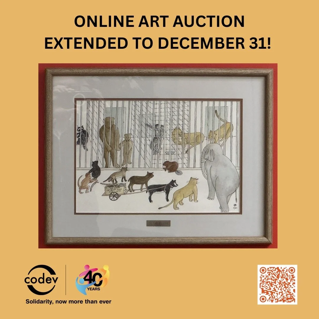 Good news! We've extended the deadline for our inaugural online art auction. Nine framed posters and original artworks, with bidding for some items starting at just $25. 

All proceeds support building global partnerships and creating a more just and
