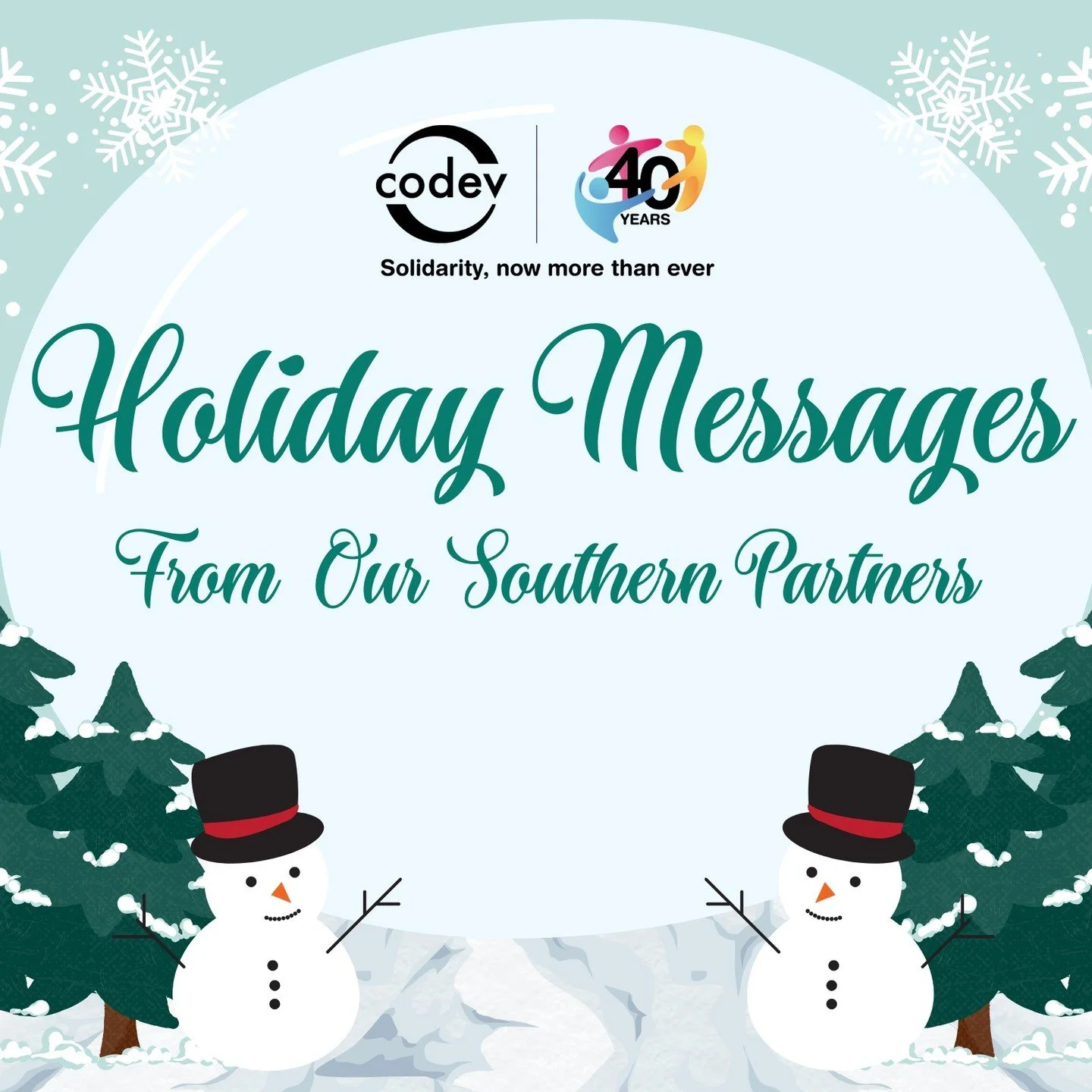 Several of our Latin American partners sent us seasonal messages, we're very happy to share them with you during this holiday season! Posted to our home page: www.codev.org and to YouTube, link below.

#internationalsolidarity #socialjustice #defendp