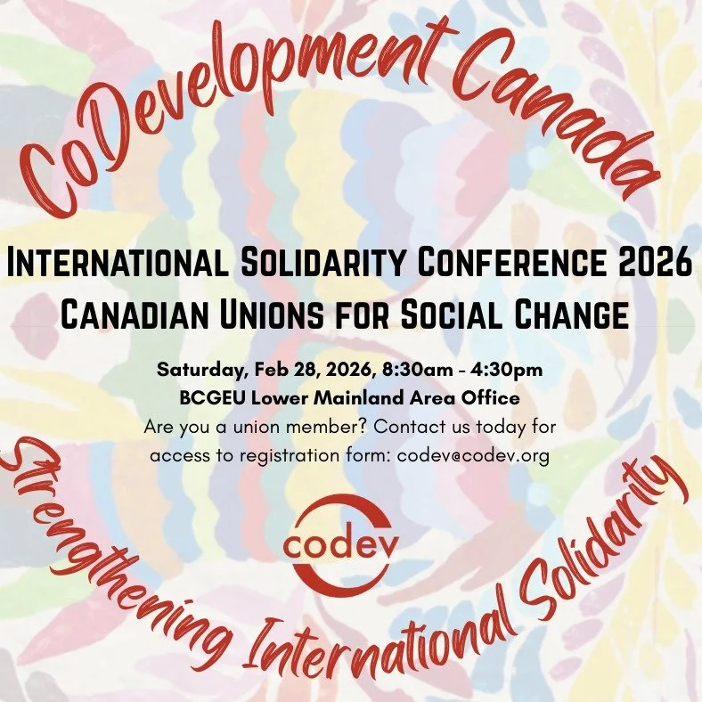 What does it mean as a union member to be engaged in international solidarity? 

Come join with other union members from local, provincial, and national union-based international solidarity and global justice committees and share your experiences and