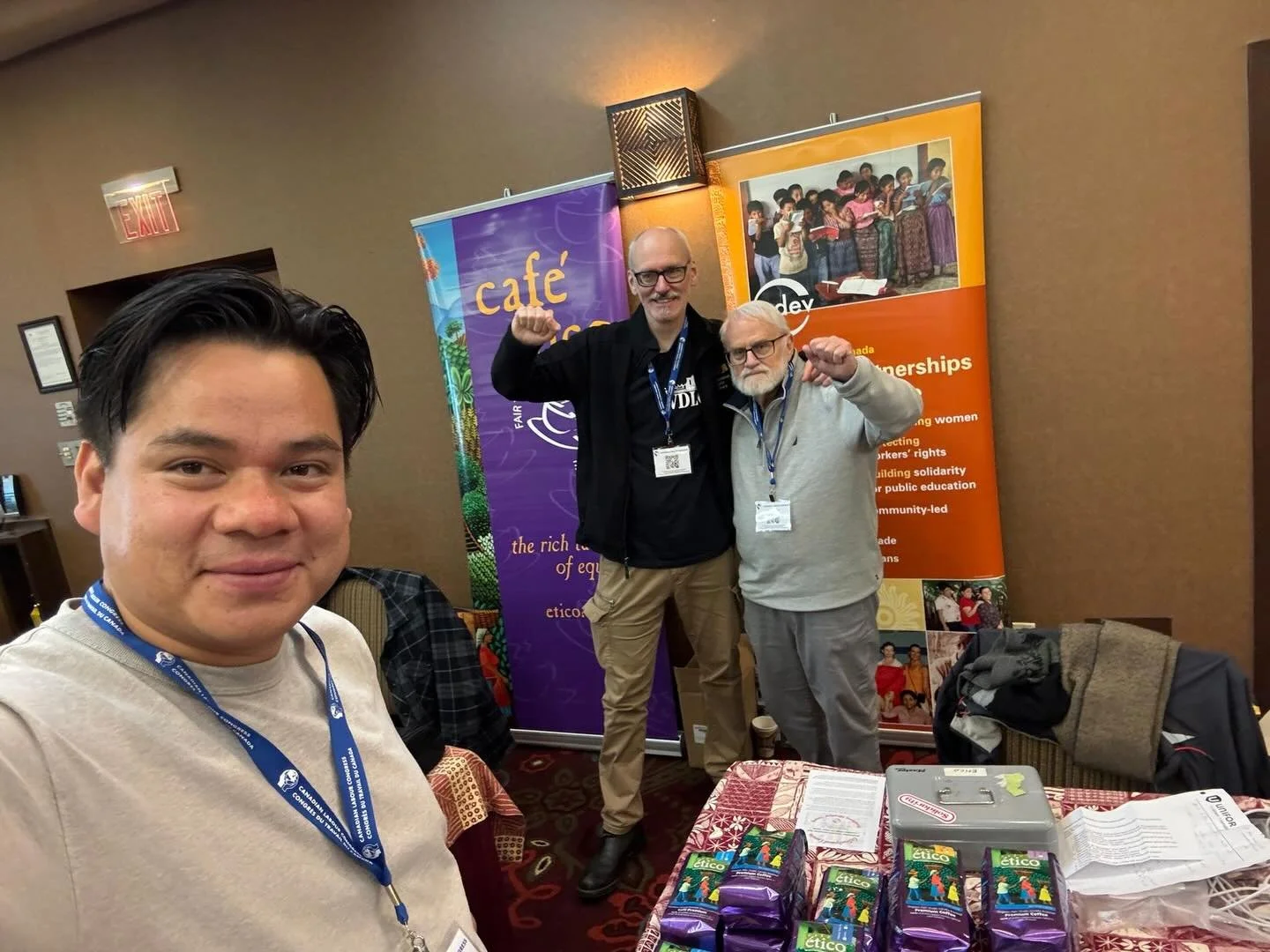 Shout out to all union members participating in the Canadian Labour Congress winter school in Harrison Hot Springs - on Sundays drop by the CoDev/Cafe &Eacute;tico table and learn how we link the Canadian labour movement with labour and other partner