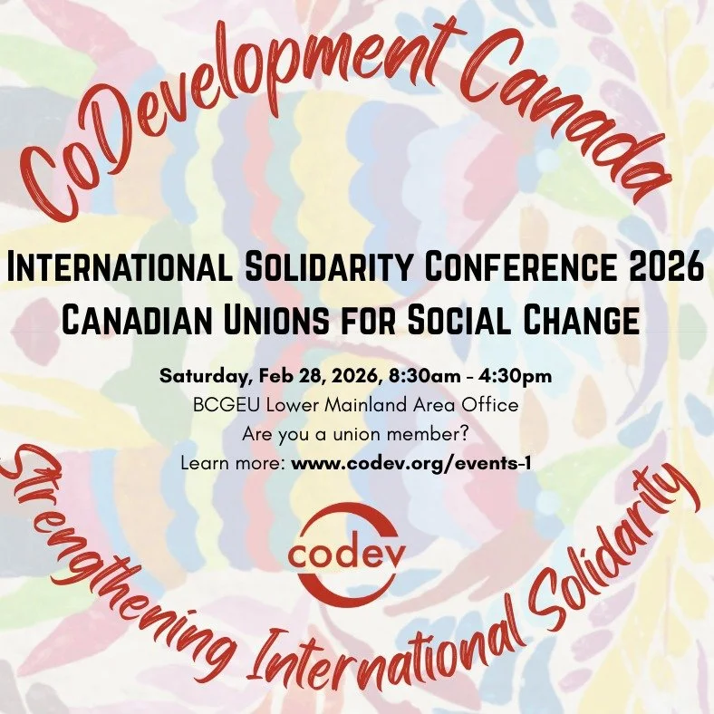What does it mean as a union member to be engaged in international solidarity? Come join with other union members from local, provincial, and national union-based international solidarity and global justice committees and share your experiences and p