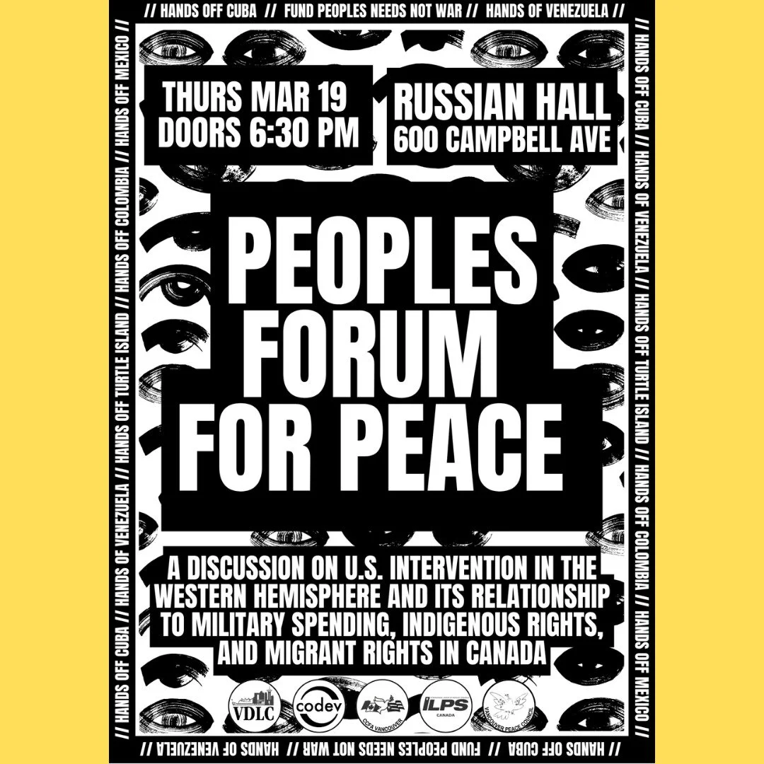 You are warmly invited to join us for a People&rsquo;s Forum for Peace, an evening of discussion, solidarity, and collective learning about #peace, #justice, and #internationalsolidarity.

📅Date: Thursday, March 19
🕖Doors Open: 6:30 PM
📍Location: 