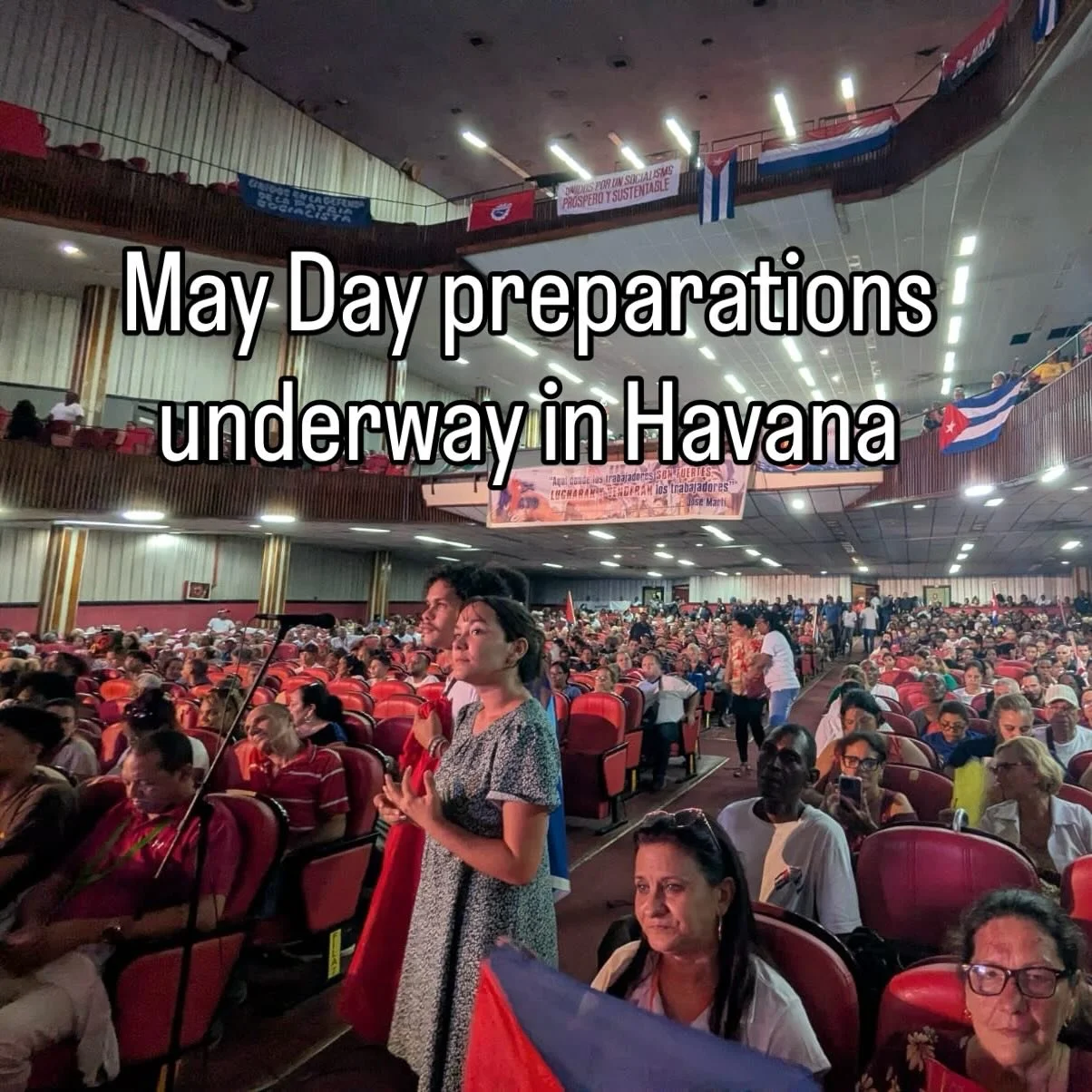 Hundreds of young workers gather at the L&aacute;zaro Pe&ntilde;a Theatre in preparation for May Day - a national celebration of workers. CoDev is on location with two delegations of Canadian union members and leaders. This is what #internationalsoli