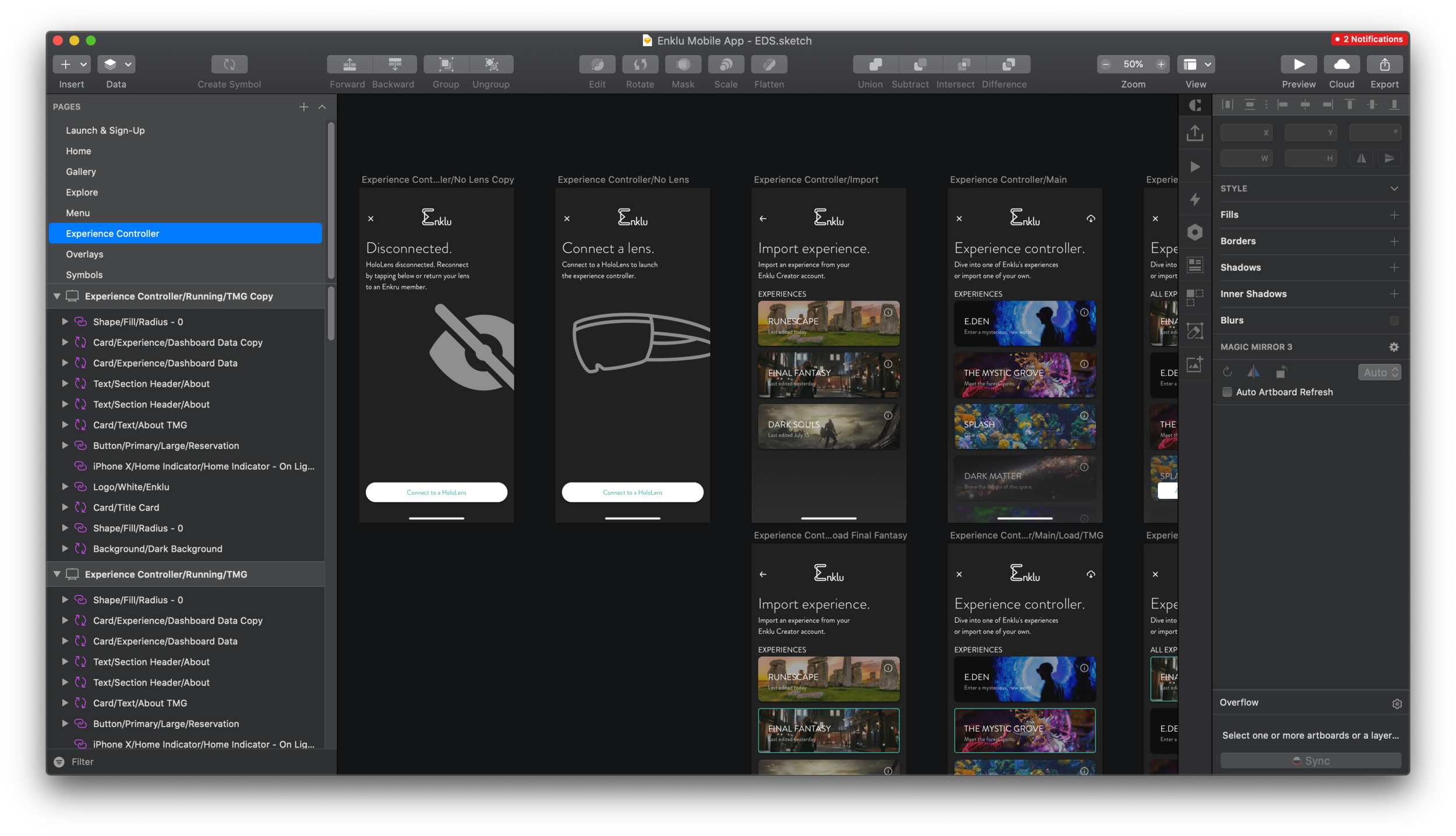The design library brought to life via a high-fidelity prototype