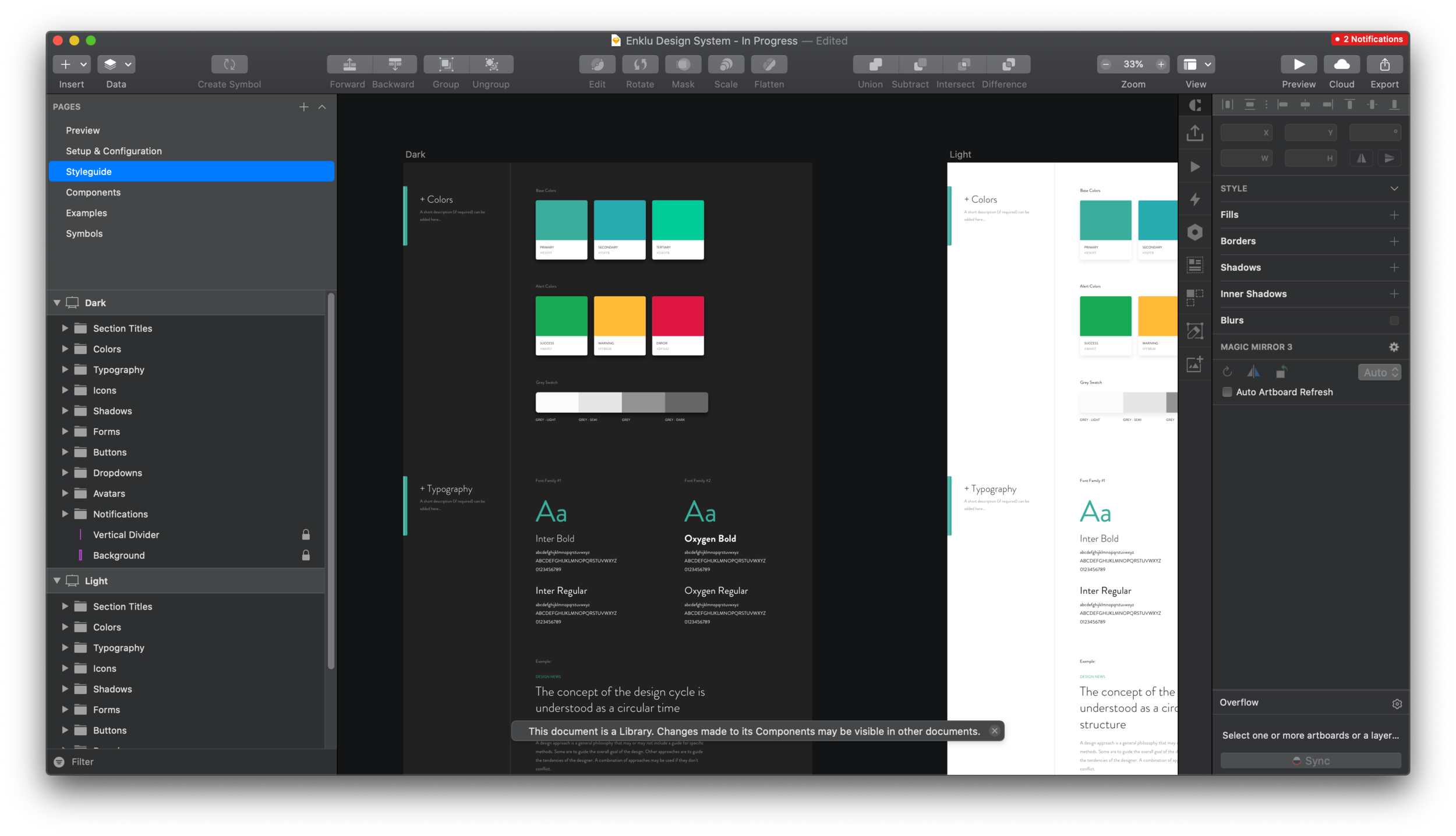 Style-guide included in part of a design library I created for Enklu