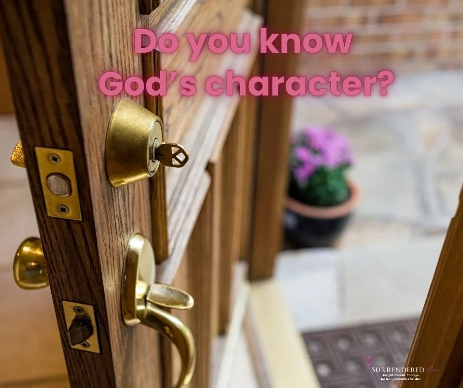 Image of a door open with a key in the lock and the word Do you know God's Character