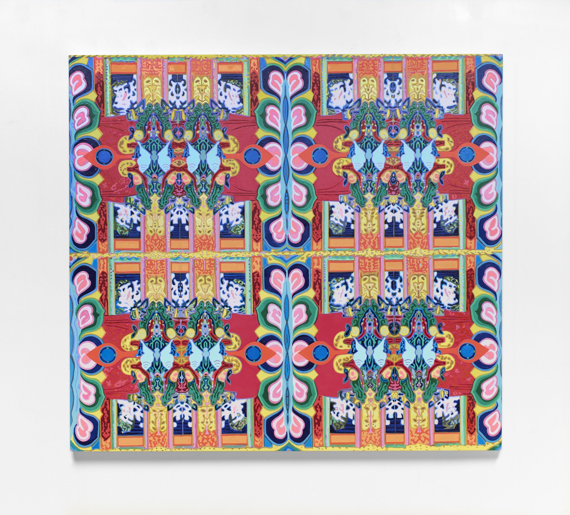 Liu Kincheloe, Butterfly Lattice, 2025, acrylic on canvas, 53.5 X 49 inches
