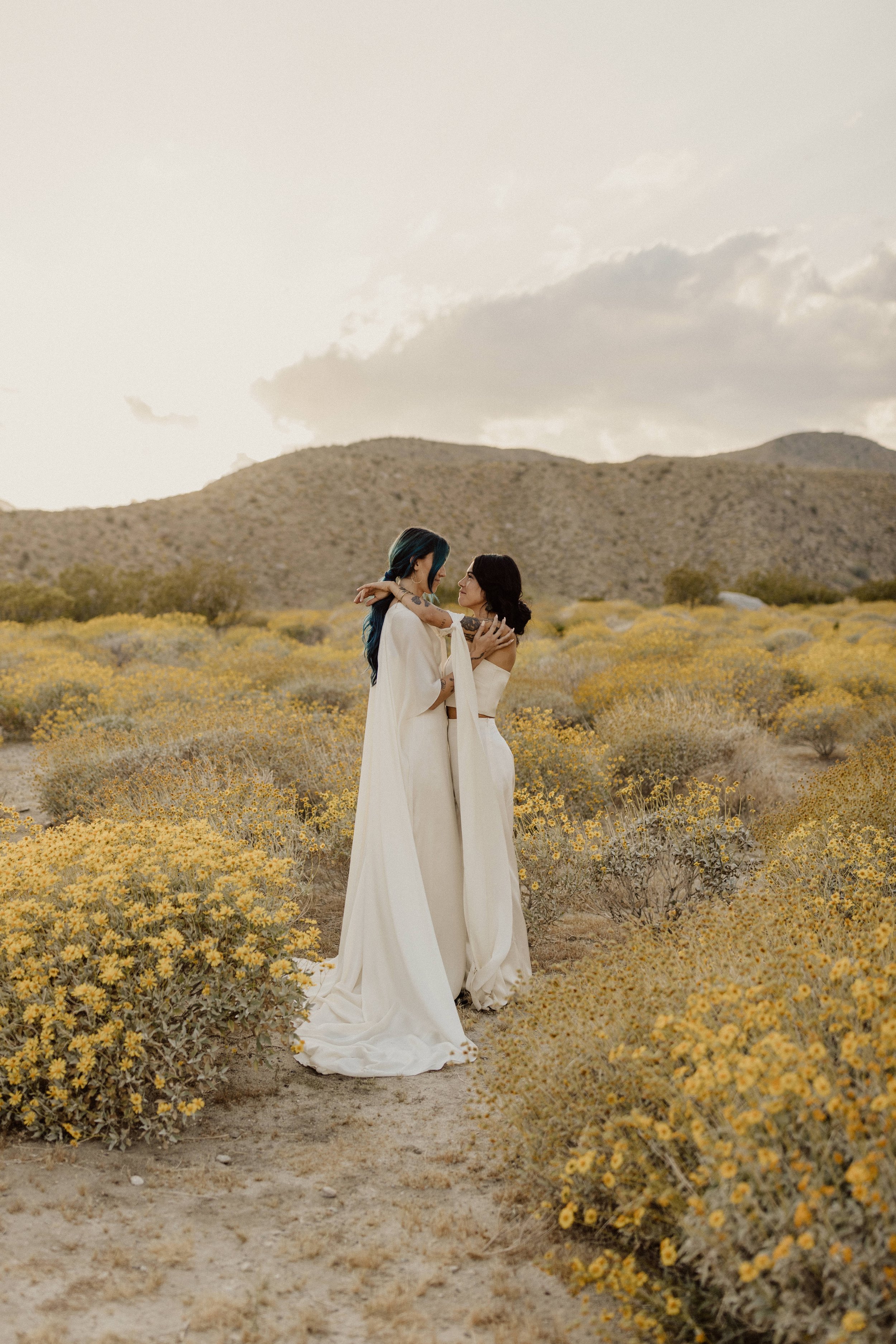  joshua tree california desert elopement minimal wedding look 