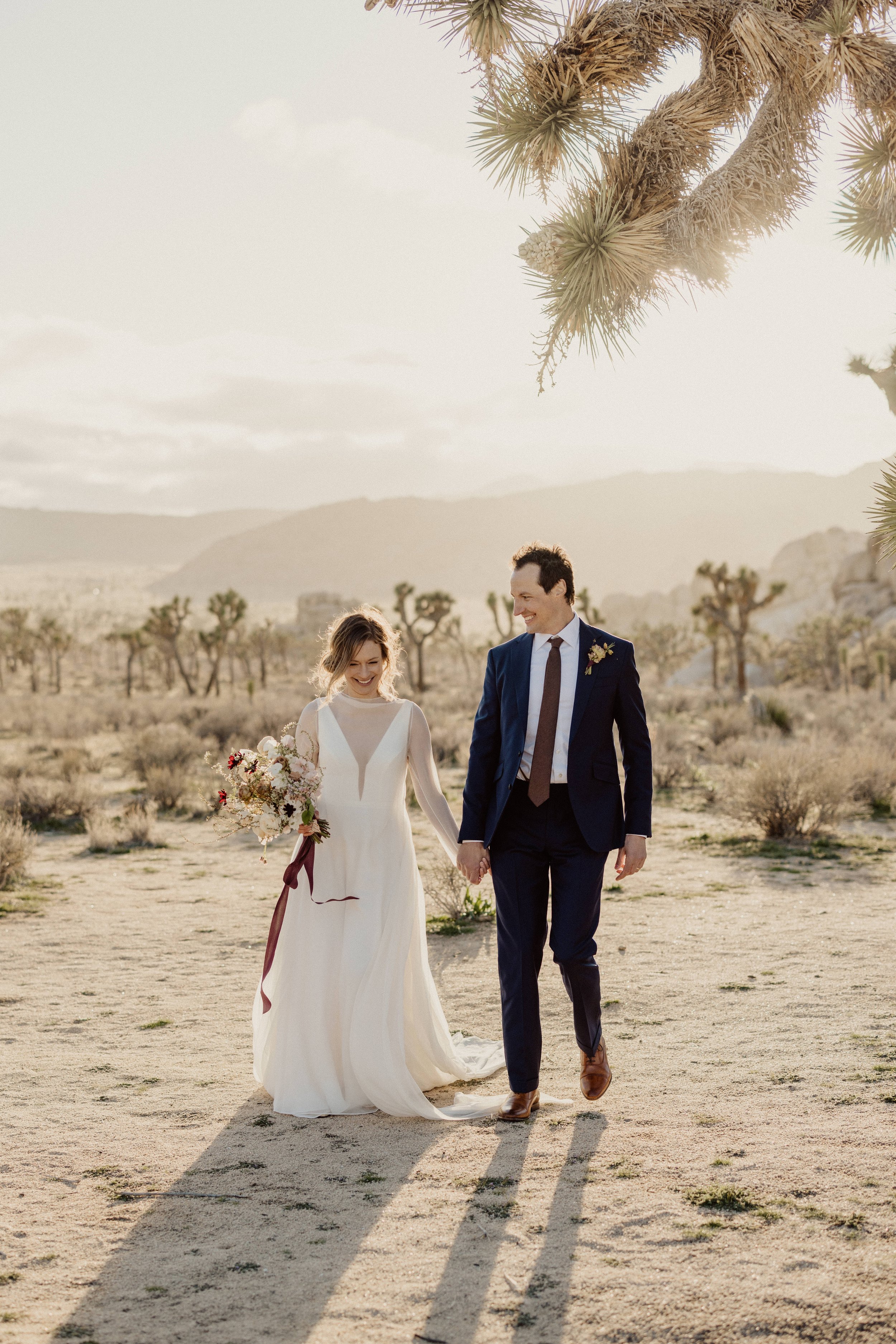  joshua tree desert elopement sheer wedding dress 