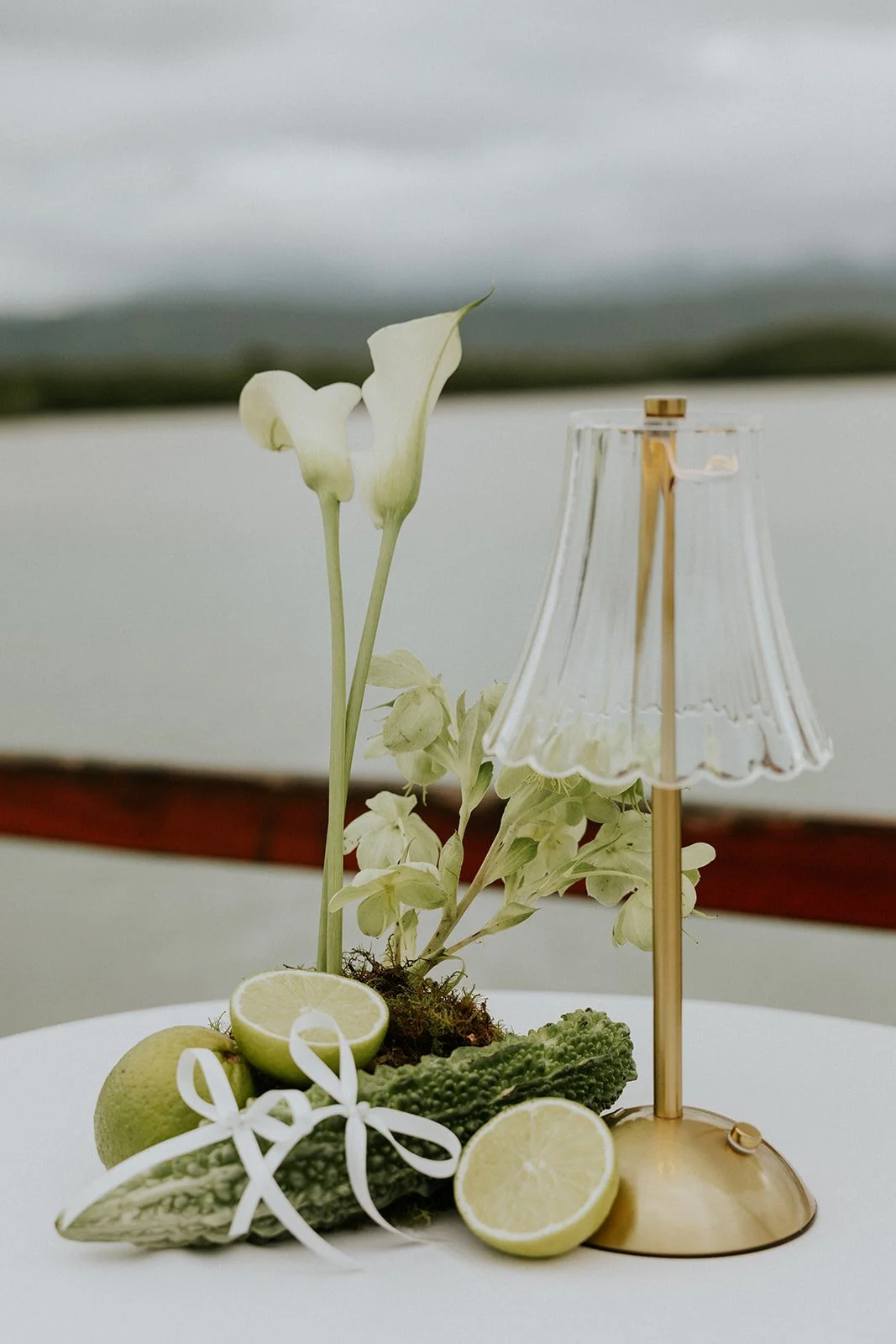 I joked with the Band members as I was setting up this fabulous Wedding at The Sugar Wharf that I had reached the peak of my Floral career - placing Bows on Fruit 😂... It was worth all the Training, Loved this look so much!

Photo Credit @sandandsou