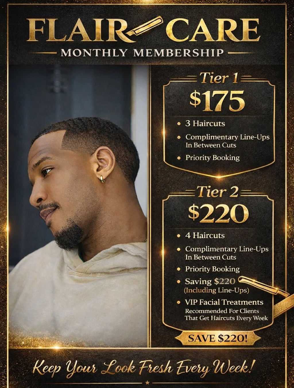 Why aren&rsquo;t you a member yet?  Do you see that side profile ✨✨✨
🔹 DM me for any questions or concerns 
#mcflairquts #atlbarber #FlairCare #MonthlyMembership #explorepage #fyp #bestbarber