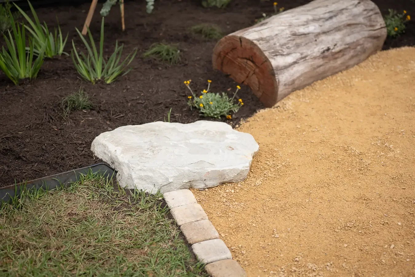 Sandstone cobble edging