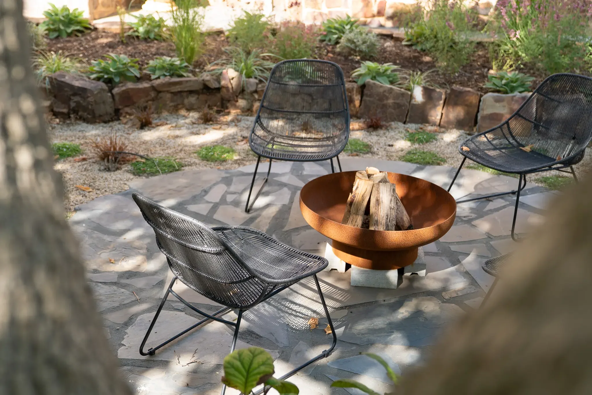 Corten steel fire pit area Toorak Gardens
