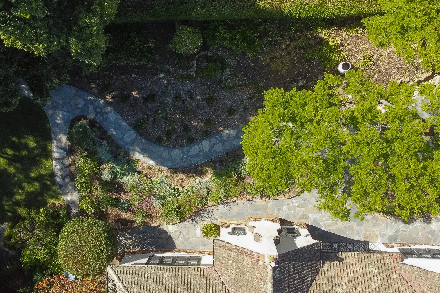 Aerial view slate paving path Toorak Gardens